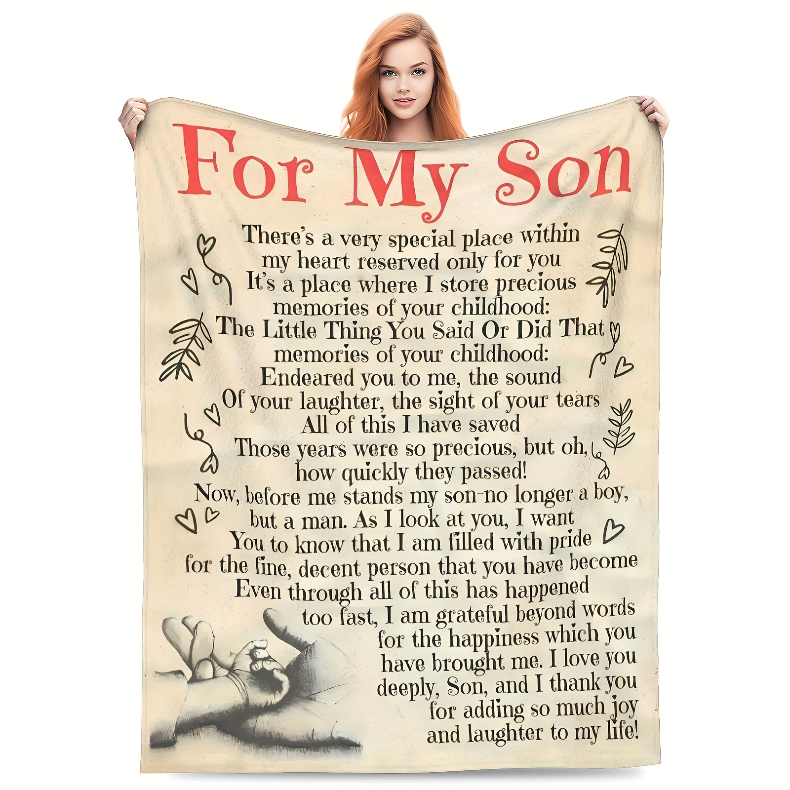 TEMU Flannel 'for My Son' Blanket - Message, Cozy And Comfortable, Ideal For Sofa, Bed, Travel, Camping - Perfect Gift For , Fleece Blanket