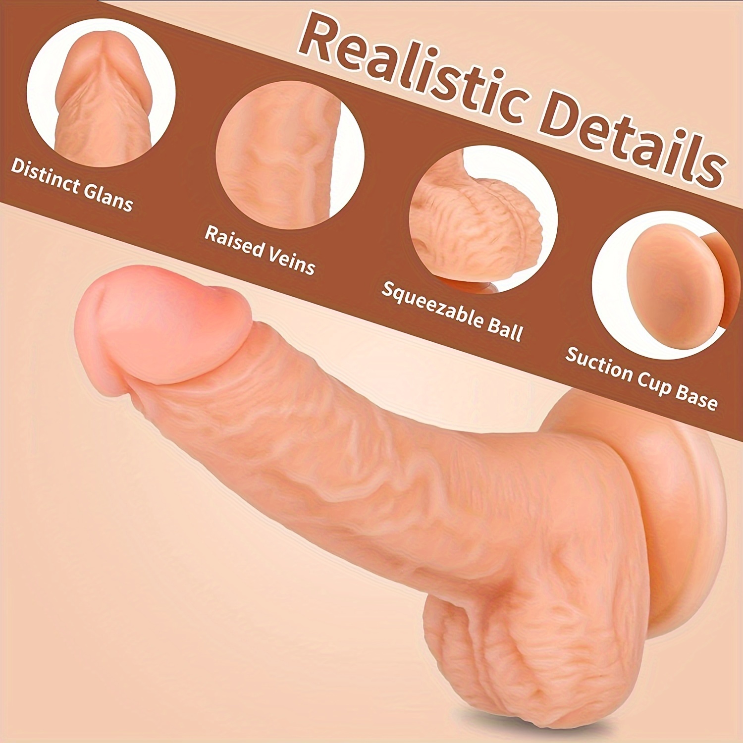 1pc Realistic G-spot Dildo For Women Orgasm - 7 Inch Penis Dong With Lifelike Glans Veins Testicles & Hands-Free Strong Suction Cup, Flexible Cock Adult Sex Toys For Vaginal Anal Masturbation Flesh Color