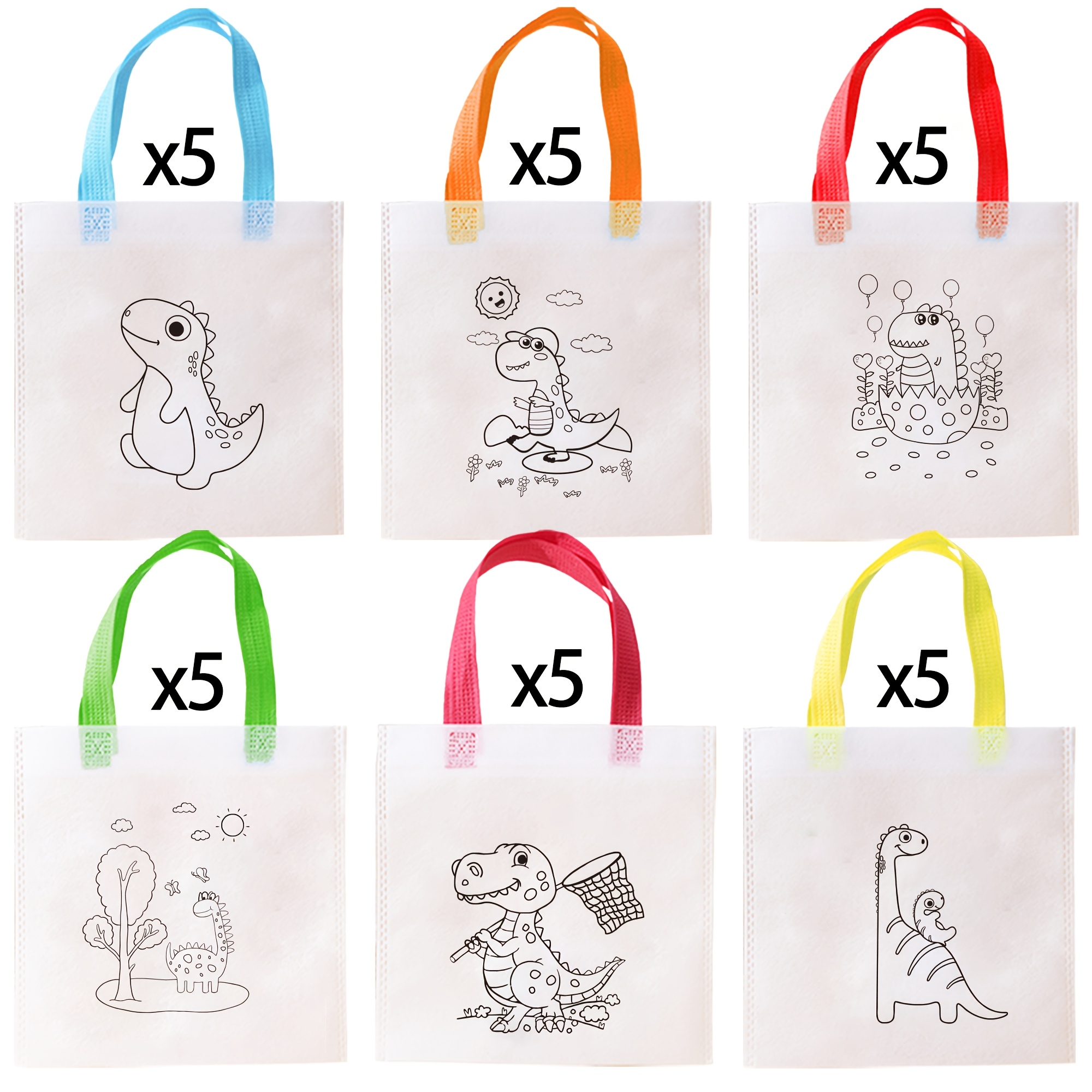 E-shop 30 Stück DIY Dinosaurier Partybeutel - 6 bemalbare Dinosaurier-Designs, geeignet für Bastelprojekte im Unterricht, Geburtstagsgeschenke