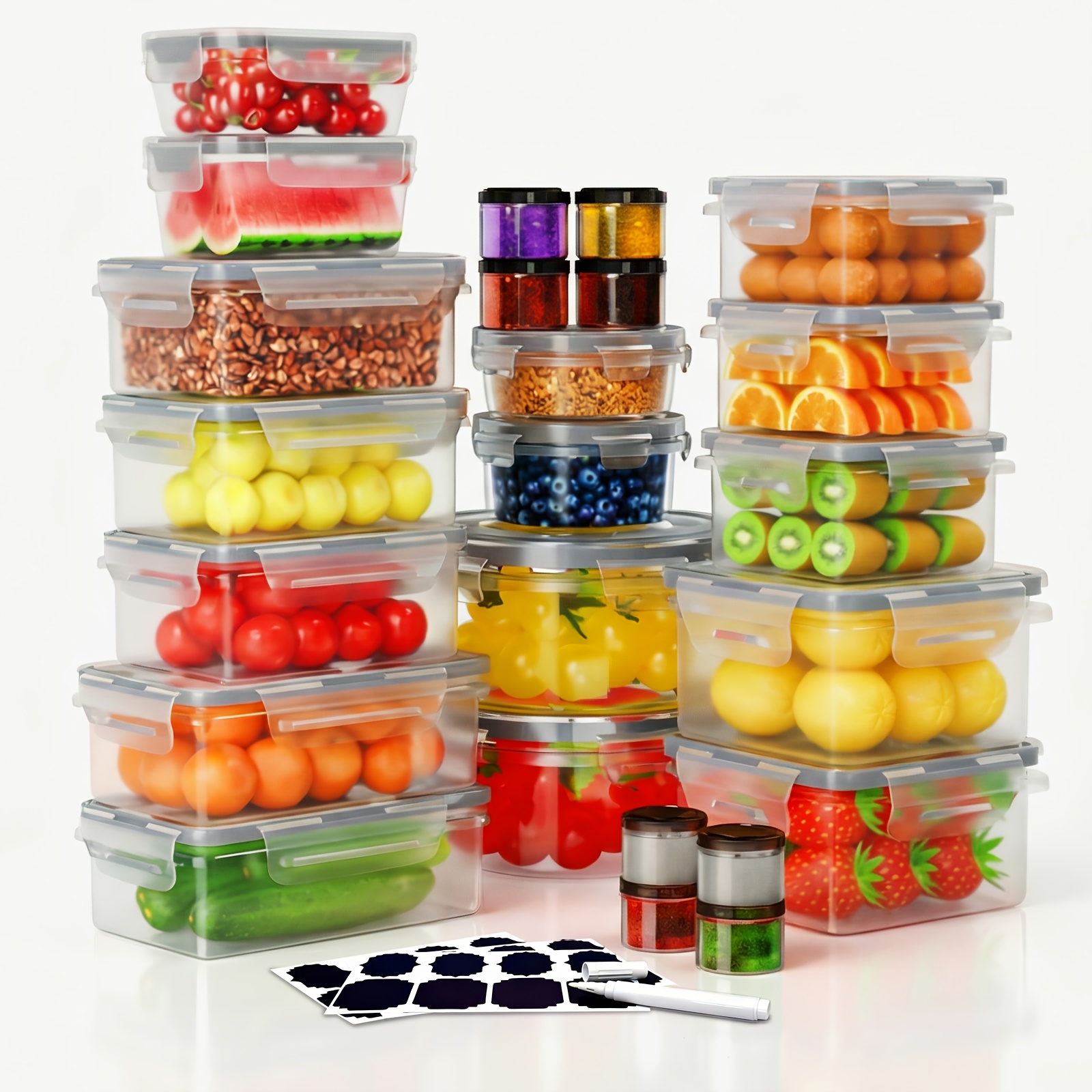 TEMU 48pcs (24 Boxes+24 Lids)food Storage Containers With Lids Airtight, Plastic Food Containers For Kitchen Storage Organization, 100% Leakproof,