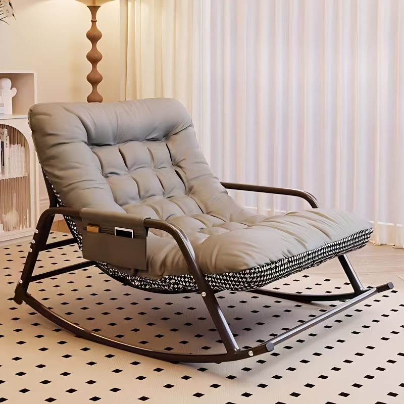 Stylish Rocking Chair for Living Room and Bedroom, Indoor Two-Seater Sofa Recliner with Cushion, Multi-Functional Zero Gravity Recliner for Bedroom, Study, Reading Nook, Bay Window Area, Rocking Chair with Soft Padded Cushion for Plush Comfort +