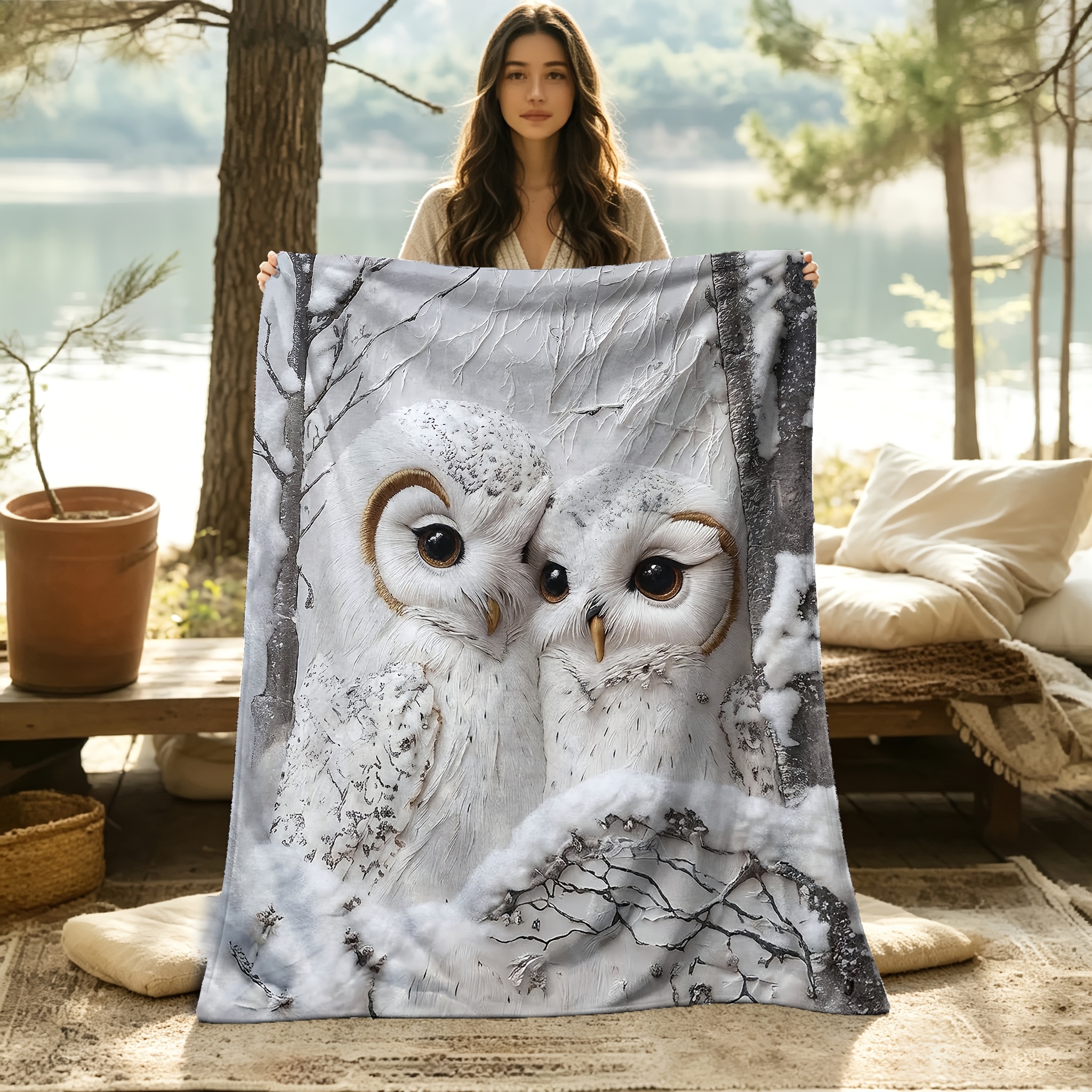 TEMU Couverture en peluche Blanc 2D à imprimé plat, 1 pièce, pour lit, canapé et camping - Housse de lit en flanelle ultra-douce, avec imprimé de