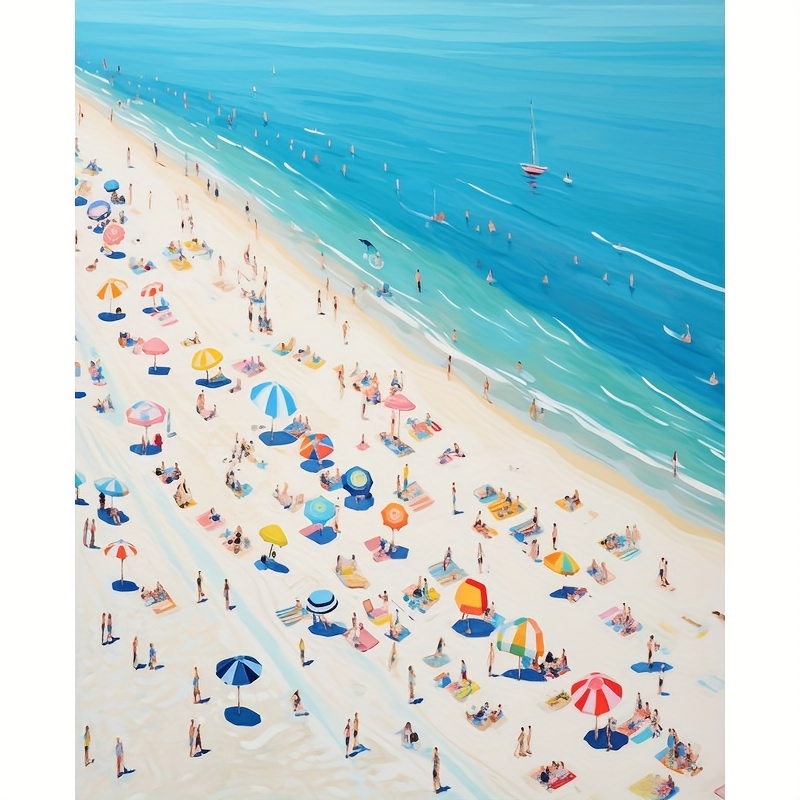Malen Nach Zahlen Für Erwachsene – Sonnenuntergang Am Strand Mit Boot Auf Leinwand, 30,5 X 40,6 Cm