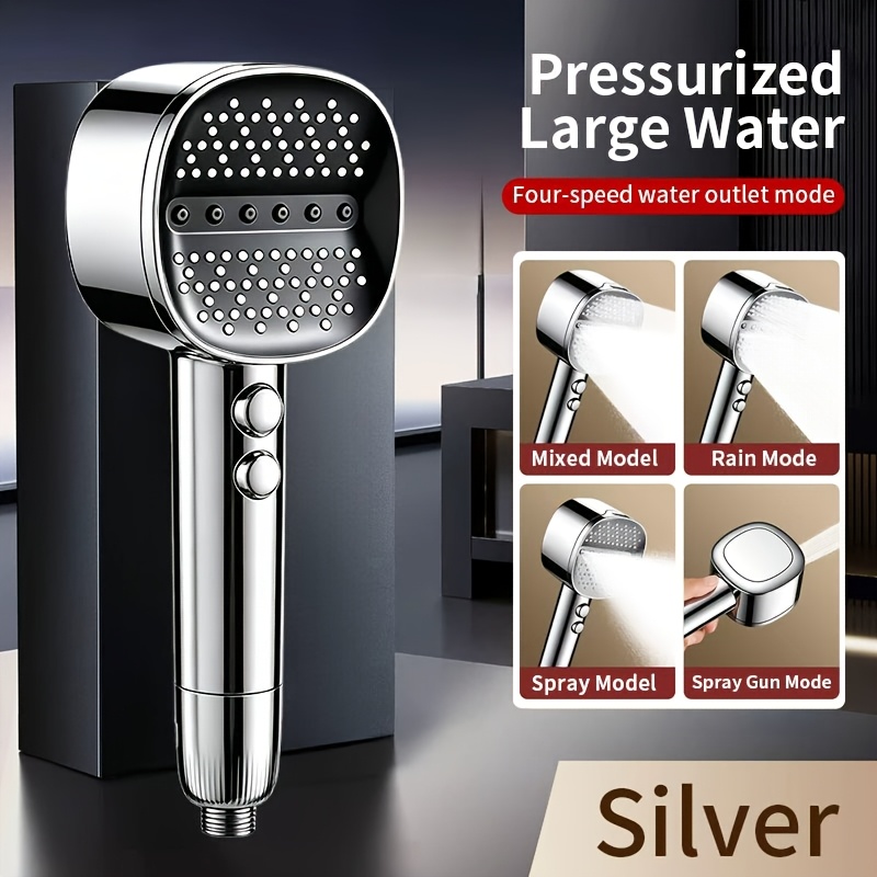 TEMU Juego de ducha de cuadrada de presión , con un potente de aumento de presión y . Diseño universal, adecuado para baños y calentadores de agua.