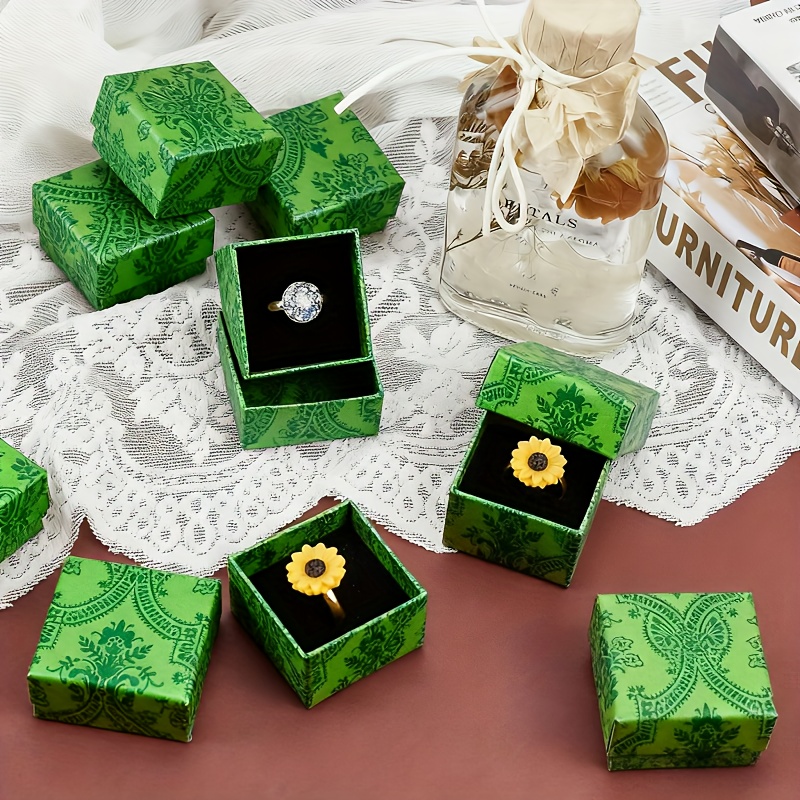 24pcs Elegant Green Ring Gift Box Set, Lightweight