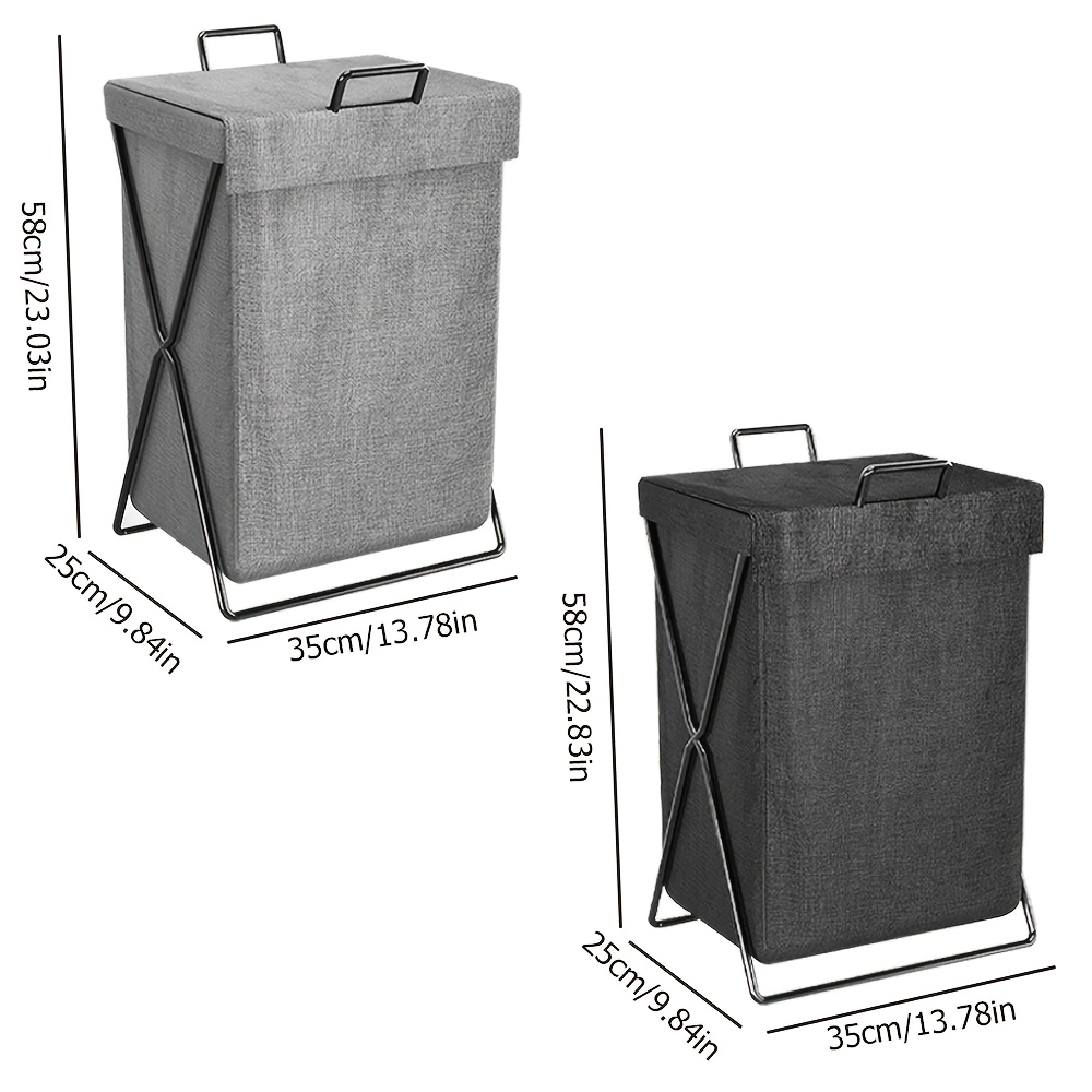 TEMU A Set Of 2 Large Portable Laundry Baskets, 58.5*35*25cm, And Are . Size Allows For Easy Folding And Access. Come With Lids And Are Suitable For