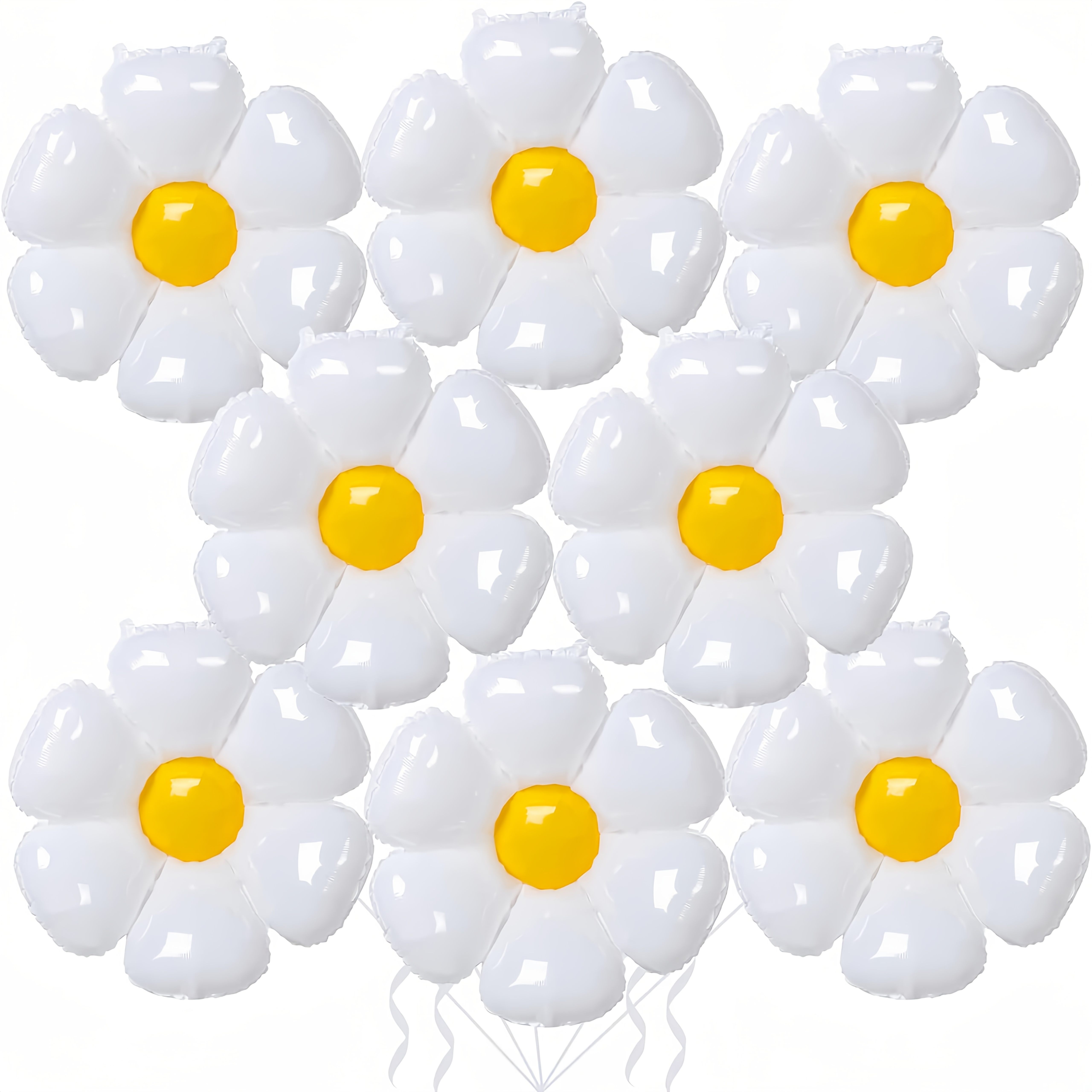 Image of 8/14pcs, Daisy Aluminum Film Balloon, Sun Flower Balloon For Party Gathering Photo Background Birthday Party Decor Supplies