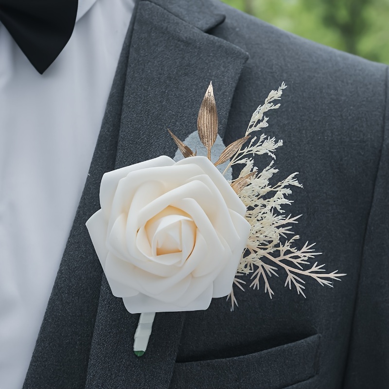 

Elegant White Rose & With 's Breath Accents - Polyester, Bohemian Style For Weddings And Parties, Formal Wear Decoration | Sophisticated Design | , Shower Decorations