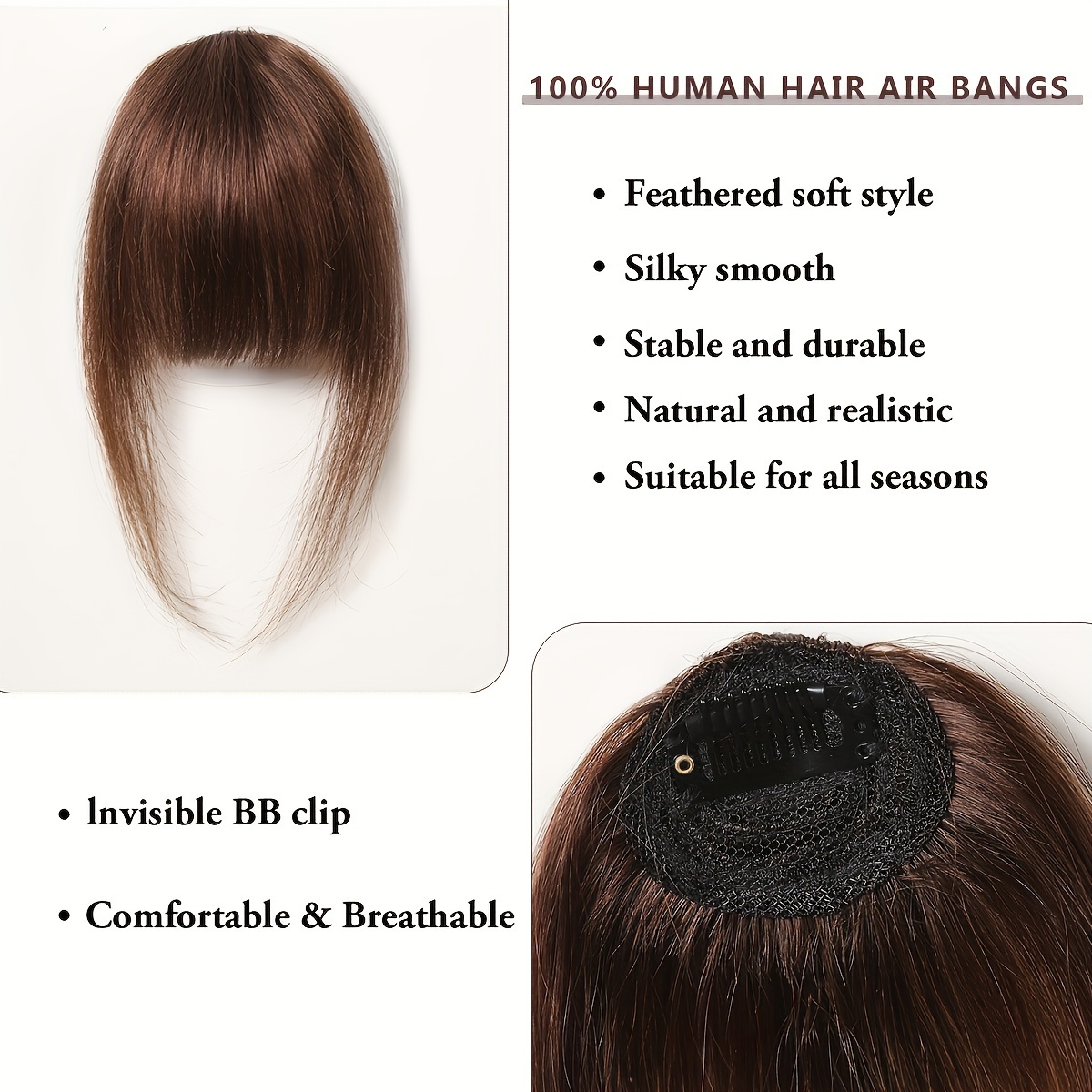100 human bangs hair clip in bangs real human hair wispy bangs hair length 4 inches net weight   hairpieces for women clip on air bangs flat neat bangs hair extension for daily wear   details 6