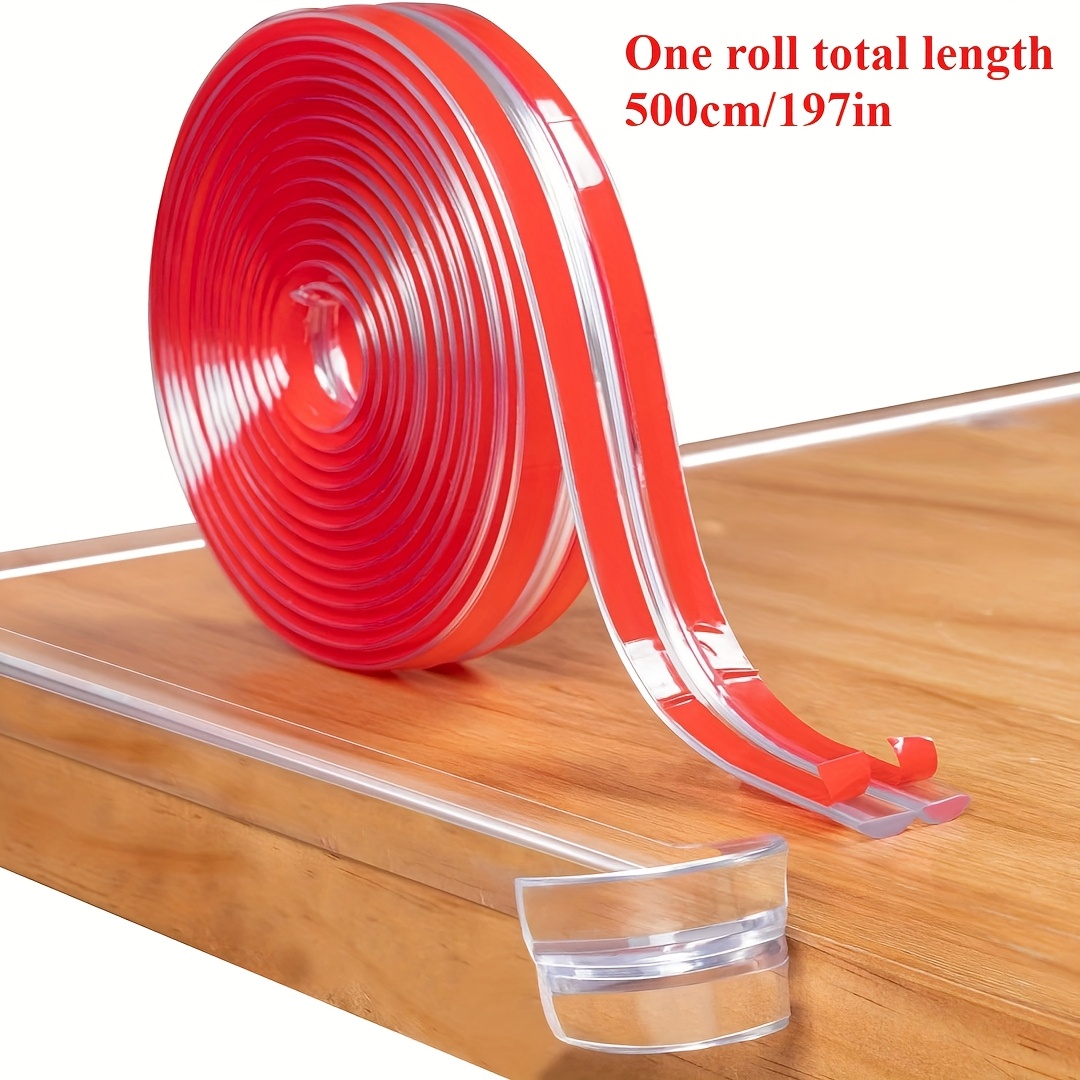 6.6 Foot Protective Bar: A Thickened Silicone Protector, With Pre- Strong Adhesive, Used To Protect Corners Of Cabinets, Tables, And Drawers