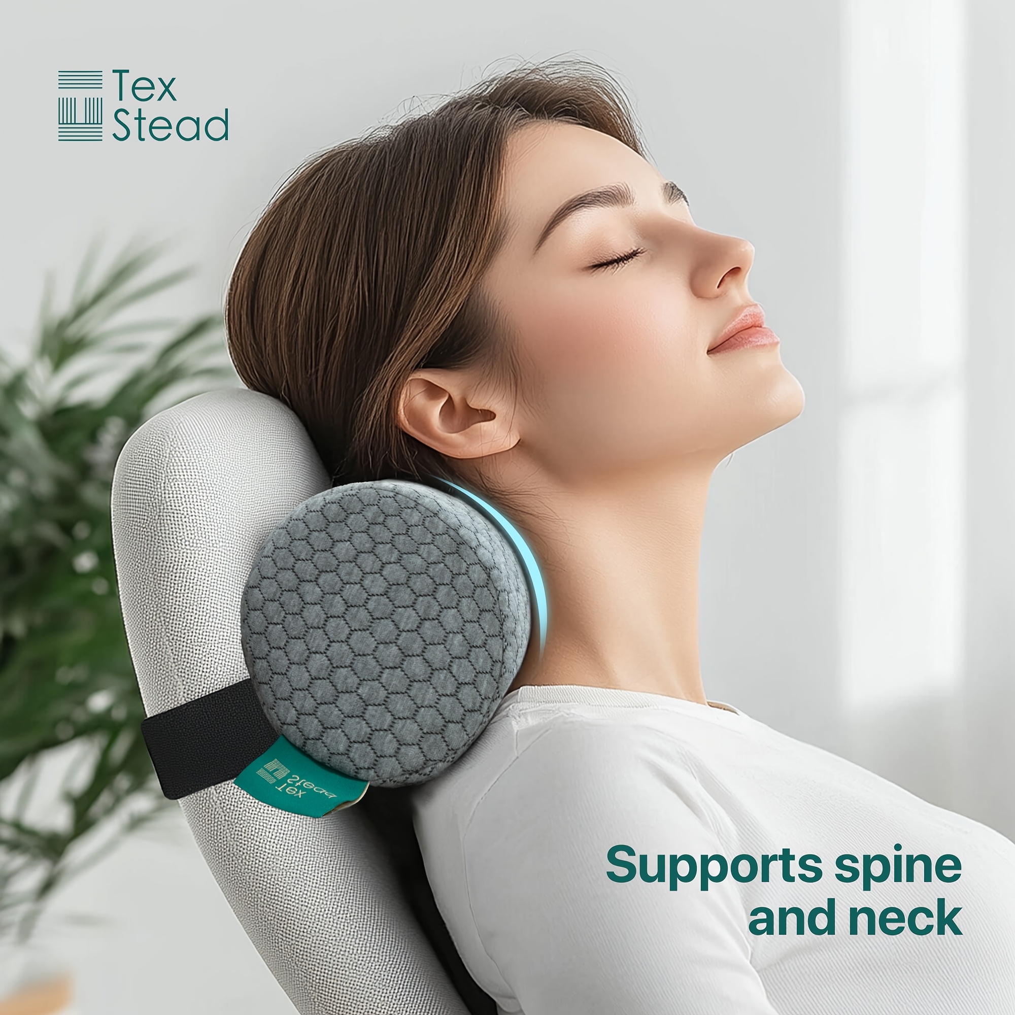 1pc   ergonomic lumbar support pillow with removable cover elastic strap medium firm foam cylinder bolster for neck back and seat relief ideal for   and home use backrest pillow posture   contoured design machine washable Product details 2