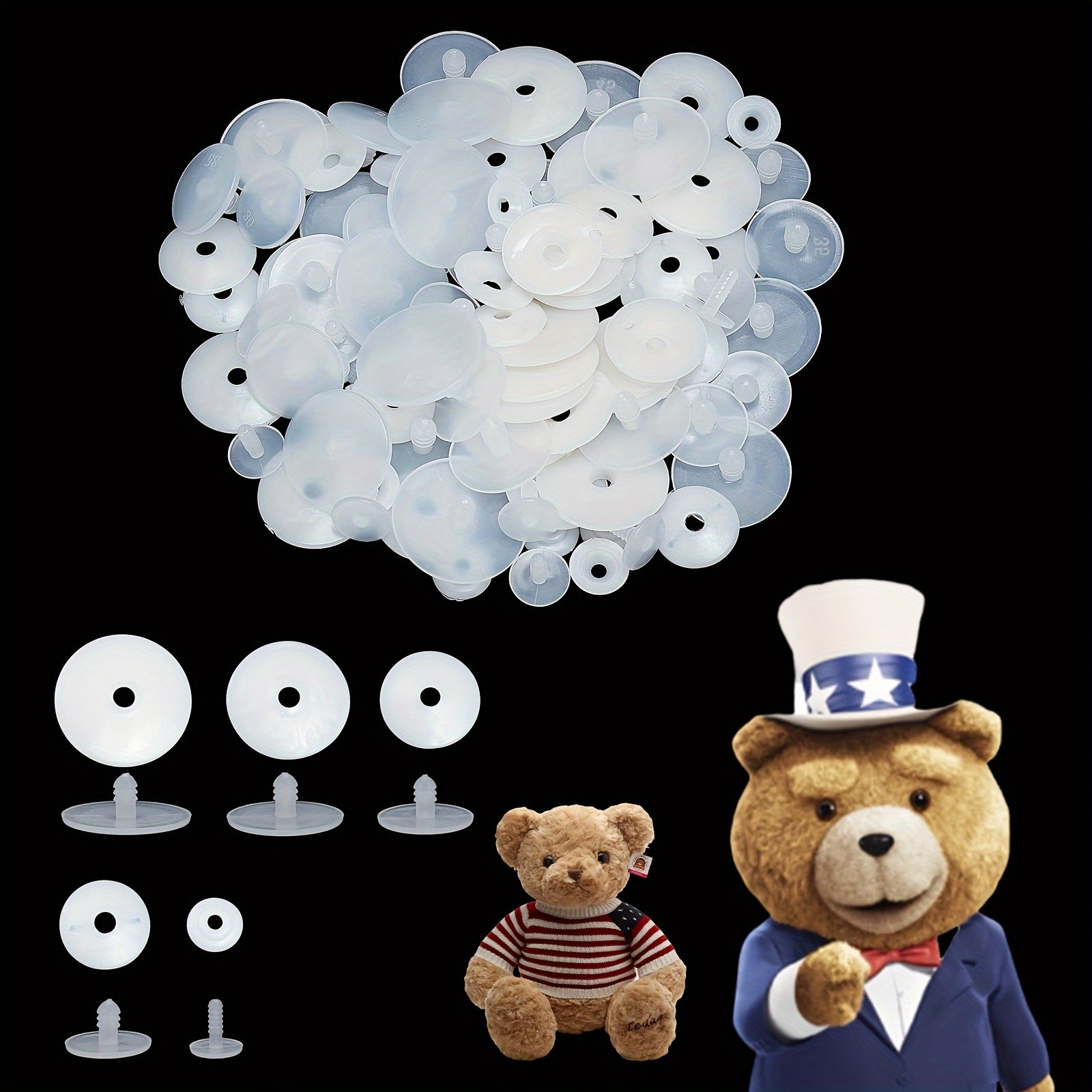 Image of 60pcs (30 Peg+30 Receiver) Doll Joints Plush Animal Teddy Bear Joints Doll Skeleton Plastic Joints Doll Making Additions White (15mm, 20mm, 25mm, 30mm, , 40mm)