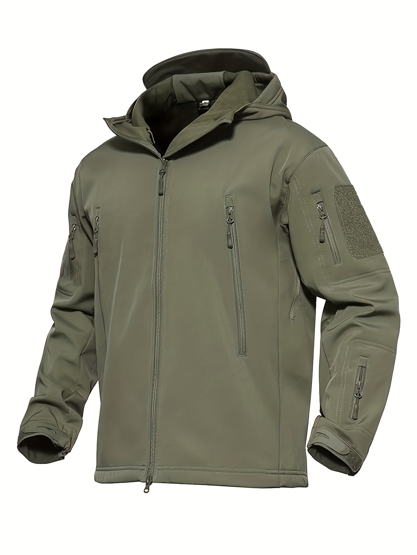 Men's Soft Shell Jacket for Winter, Hooded Tactical Training Wear