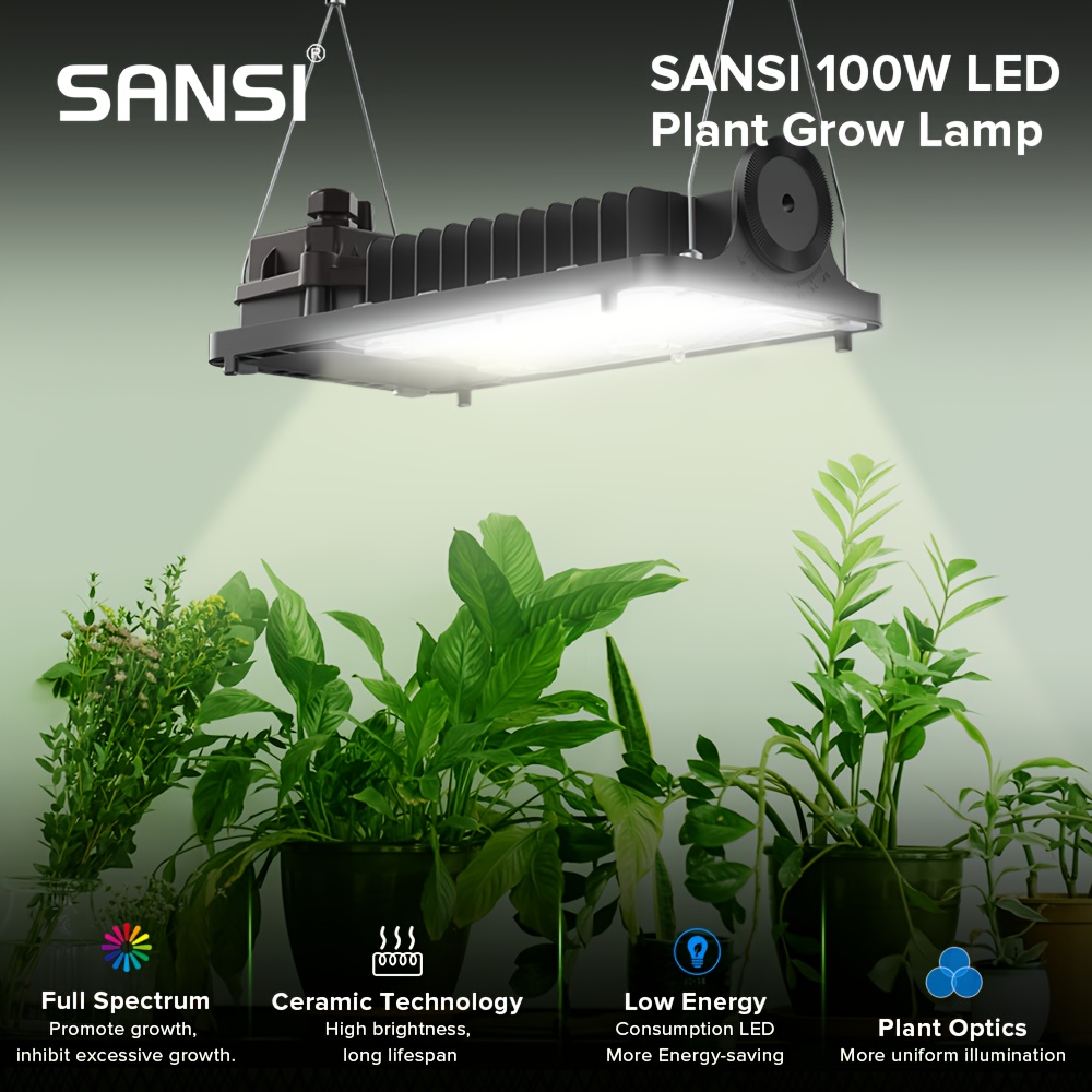 

Sansi 100w Led For Plants, Dimmable Led For Ppfd, Saving For 2x4/3x3ft ,