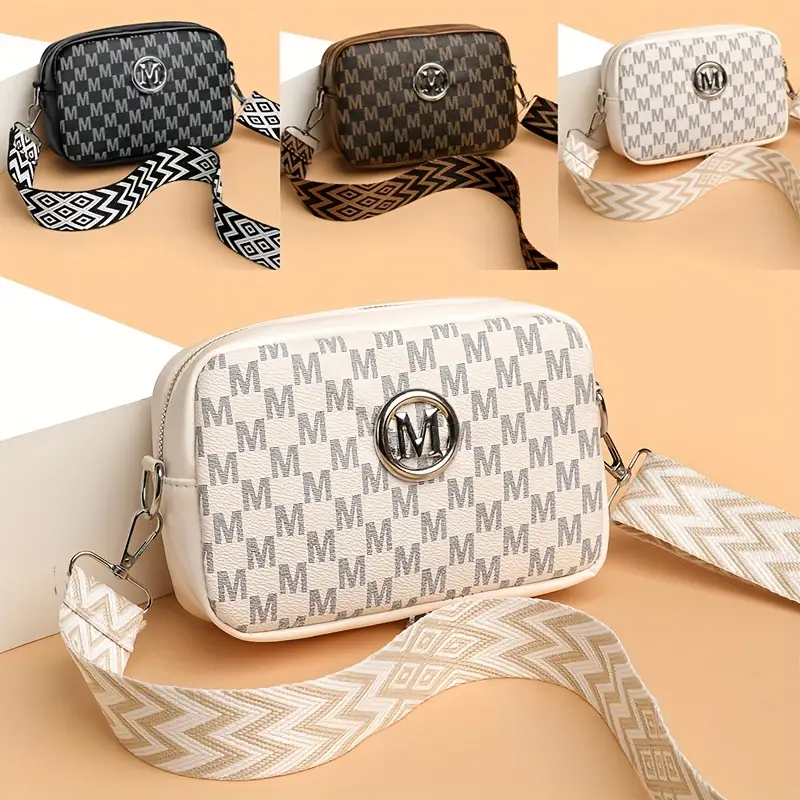 perfect lily mini crossbody bag black white check pattern adjustable strap zip closure lightweight multi use shoulder tote bag for everyday pattern bag zippered closure small purse details 6