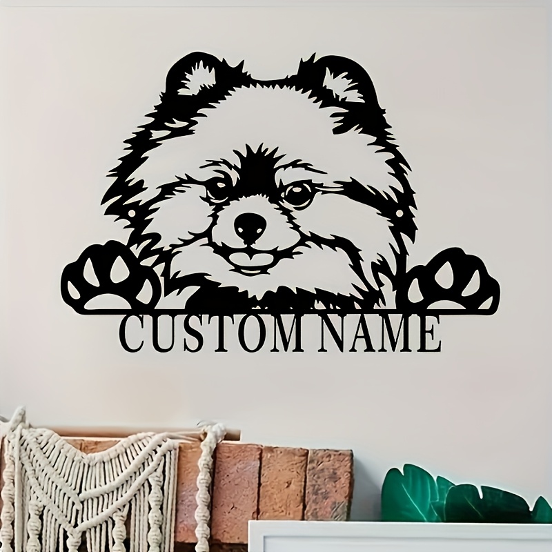 

1pc Customizable Pomeranian Dog Metal - Contemporary Animal Theme Plaque, Multipurpose Vintage Home & Garden Decor, Ideal For Thanksgiving & Halloween, English Text