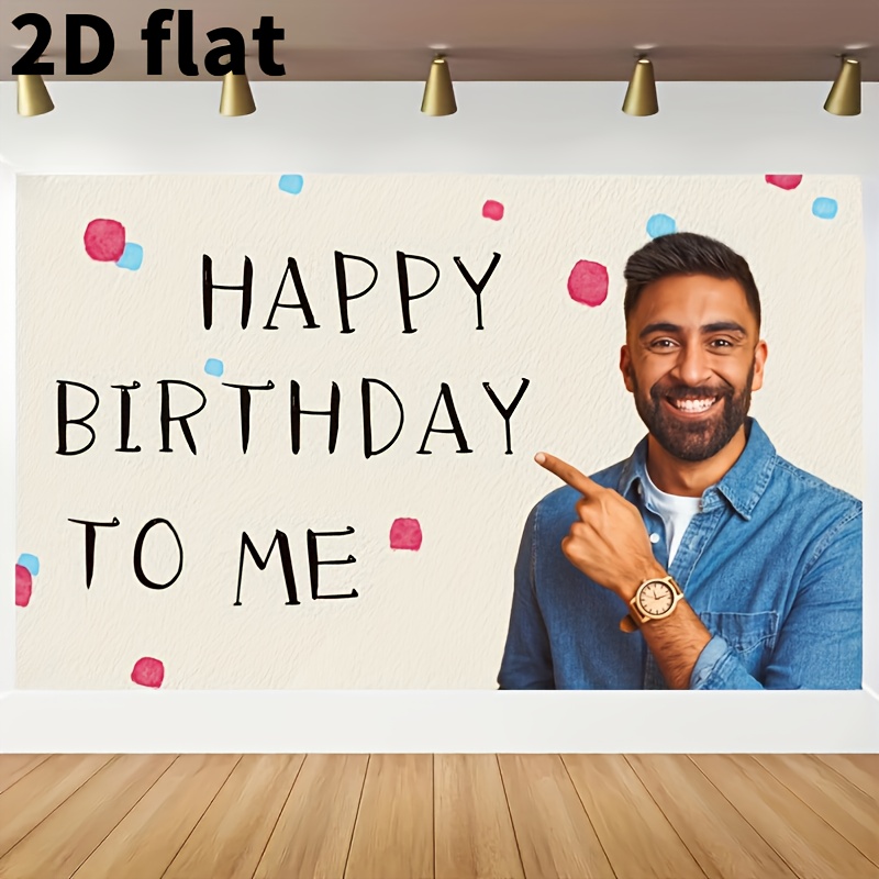 Image of Custom Photo 'happy Birthday' Banner - Vibrant And Personalized Polyester Backdrop With Colorful , Perfect For Indoor/outdoor Celebrations, No Power Needed, Easy To Hang, Birthday Party Decoration