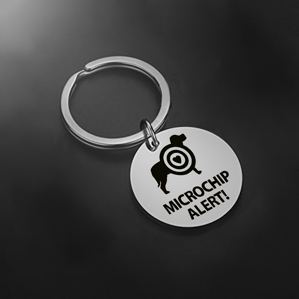 Stainless Steel Pet Collar Tag with Microchip Alert Pendant