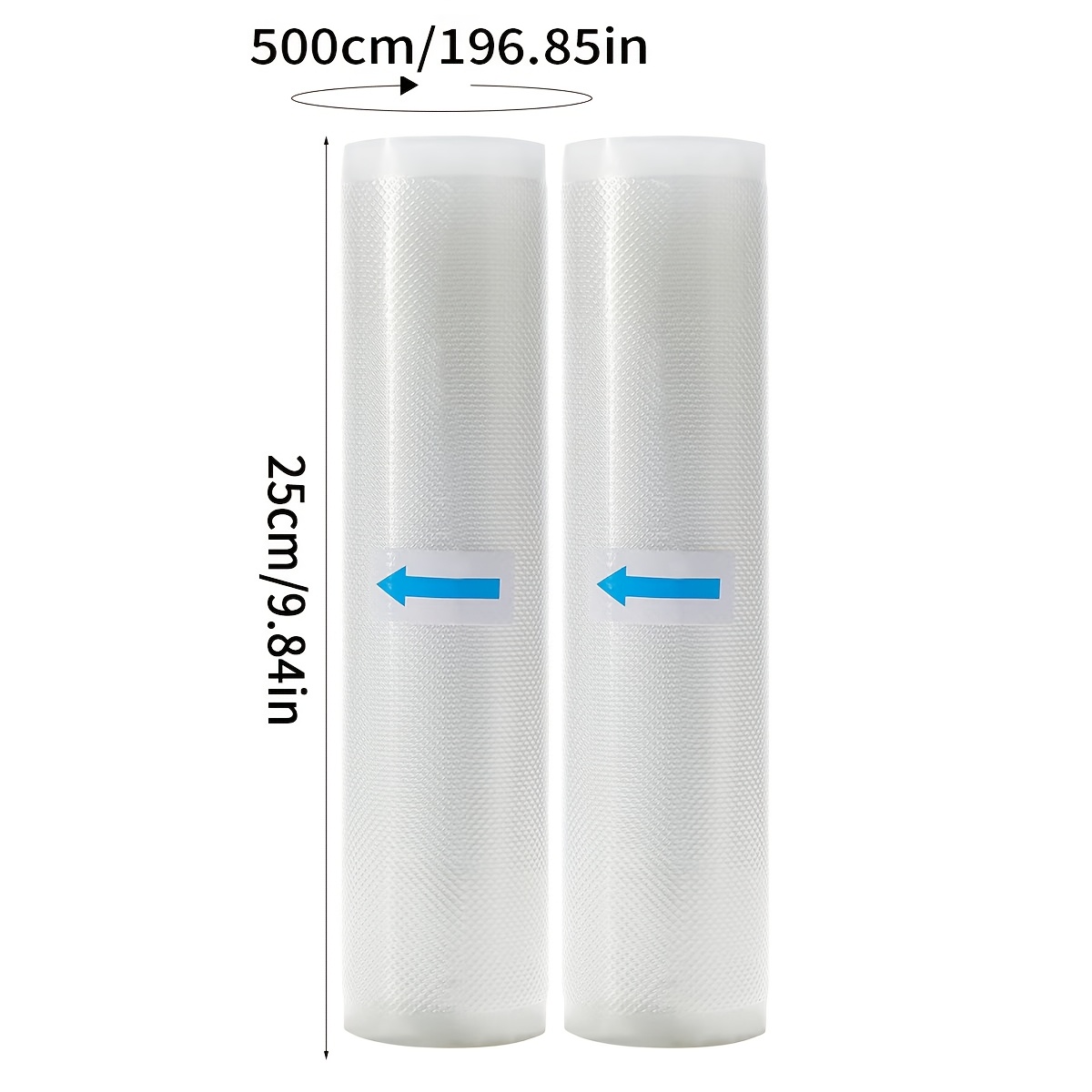 TEMU 2pcs Vacuum Sealing Bag Rolls, 5m Length, 8 Sizes Available, Durable Tear-resistant, Suitable For Food Storage And Low-temperature Cooking,