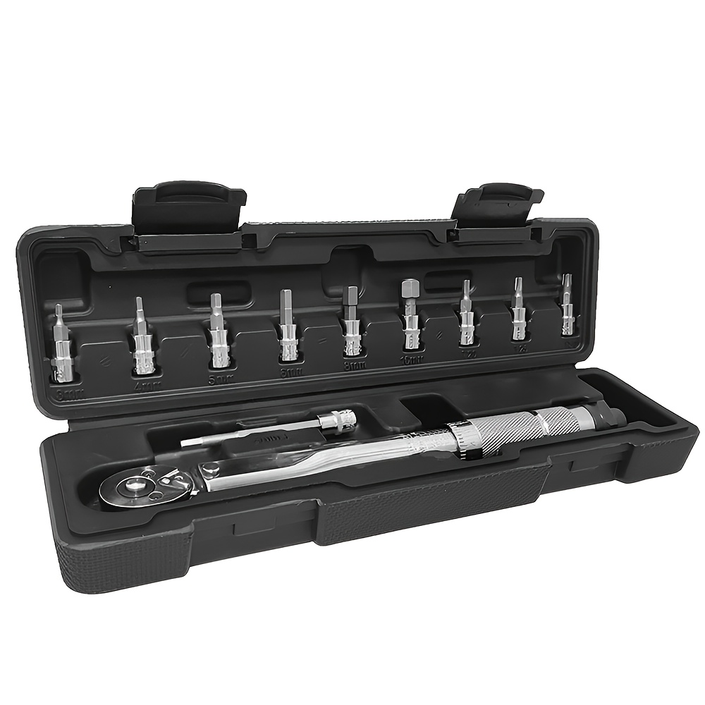 11pcs Torque Wrench Set, Chrome Vanadium Steel, 1/4 Inch Drive, Durable Hand Tool Kit For Auto Repair