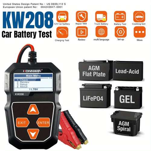 TOPDON BT100 12V Car Battery Tester – Digital Analyzer With LCD Screen For AGM, Gel, Flooded & Lead-Acid Batteries (2025 Model)