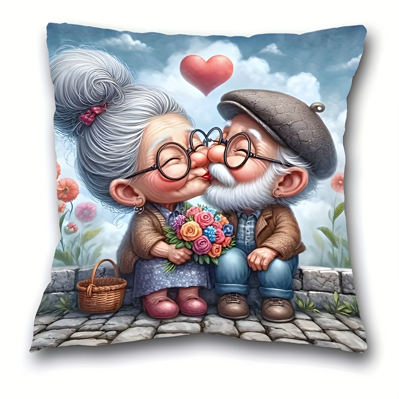 

Chic Couple-themed Short Plush Pillowcase 17.7"x17.7" - Zippered, Machine Washable Home & Bedroom Decor Accessory (pillow Not Included), Architectural Collectible, Room Decor