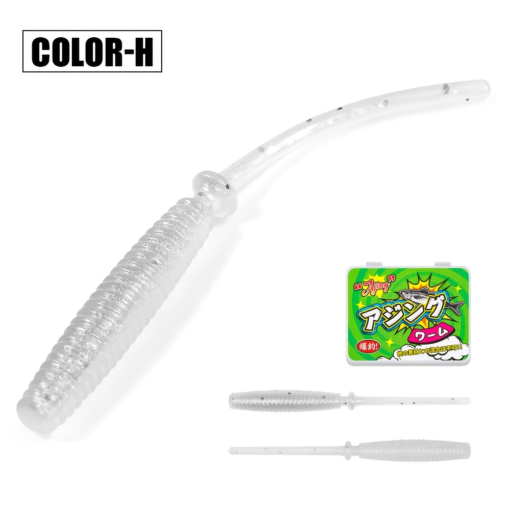 TEMU Spinpoler 10 pezzi Pintail Micro Bait 4.3Cm Esche Galleggianti in Plastica Morbida Pesca Ajing Worm Drop Shot Rock Fishing Esche Cavallucciole