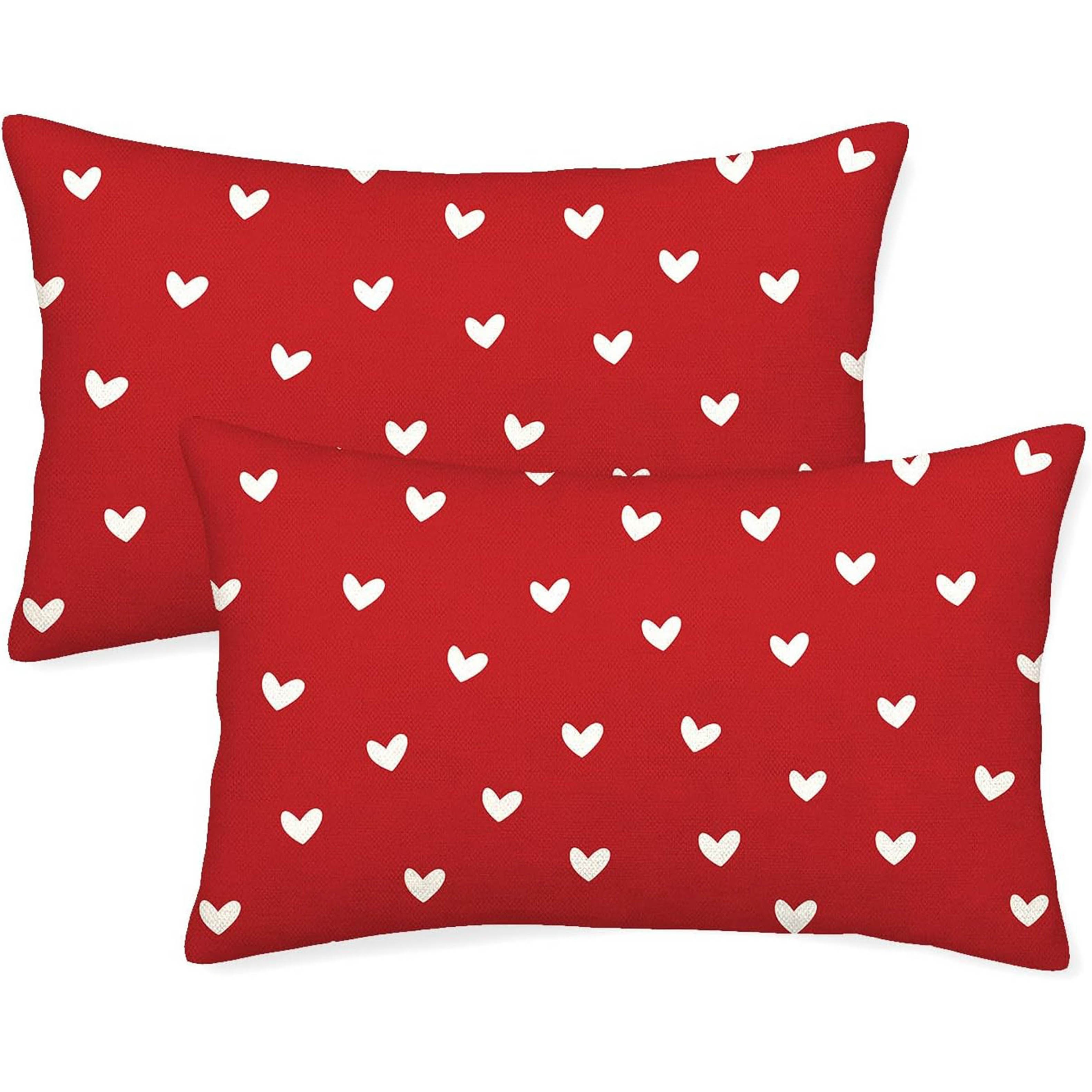 

Valentine's Day Love Covers 2pcs, 12x20 Inch Red Linen Throw Pillowcases With Zipper Closure For Sofa & Couch Decor - Machine Washable (pillow Not Included)