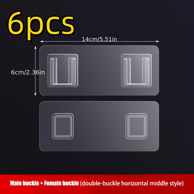 TEMU 6pcs/10pcs Heavy-duty Damage-free Wall Hooks Suitable For Heavy-duty Waterproof & Oil-proof, Reinforced Plastic Adhesive Hooks With