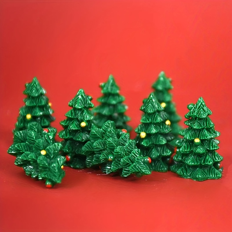 

10pcs Mini Christmas Trees - Diy Crafts, Phone Cases & Cake Decorations | Resin Holiday Ornaments