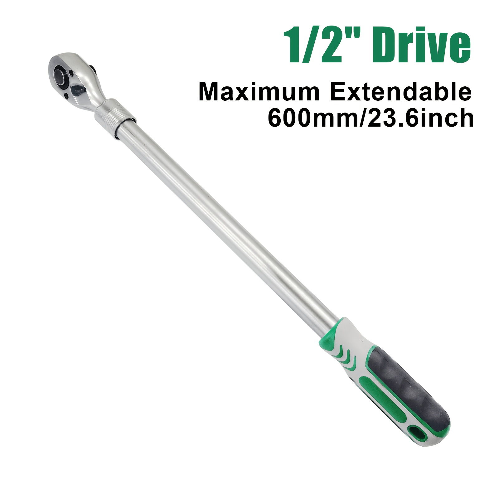 Image of Extra Long 1/2-inch Drive Extendable Ratchet Wrench, Socket Wrench, Quick Release 72-tooth Reversible For Auto Car Motorcycle Repair Tools Mechanical Tool 600mm/23.6inch