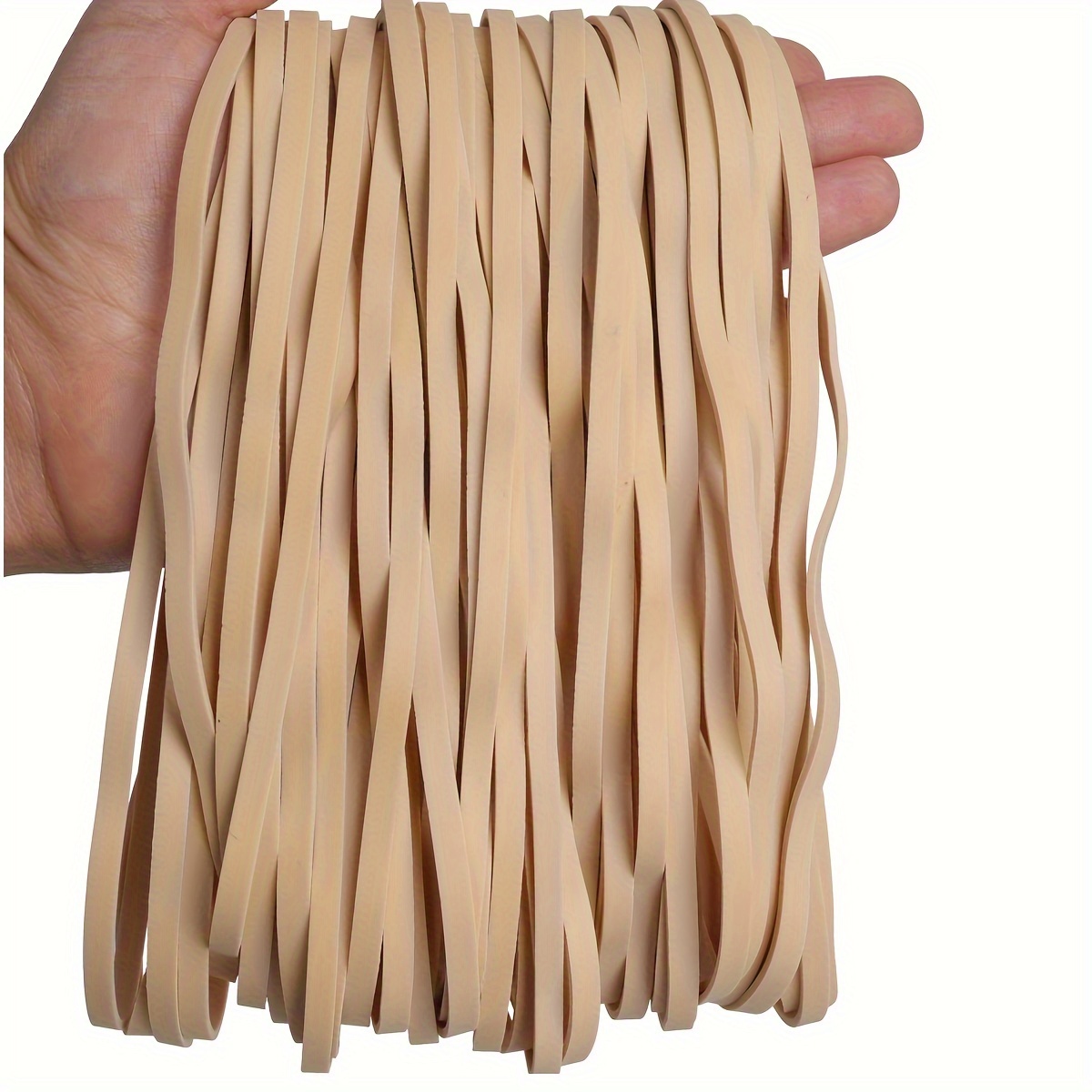 

40 Pack Large Beige Rubber Bands - Synthetic Rubber, 7 Inch (18cm) Length, 0.06 Inch Thickness, 0.15 Inch Width - Office Supplies, Home Use