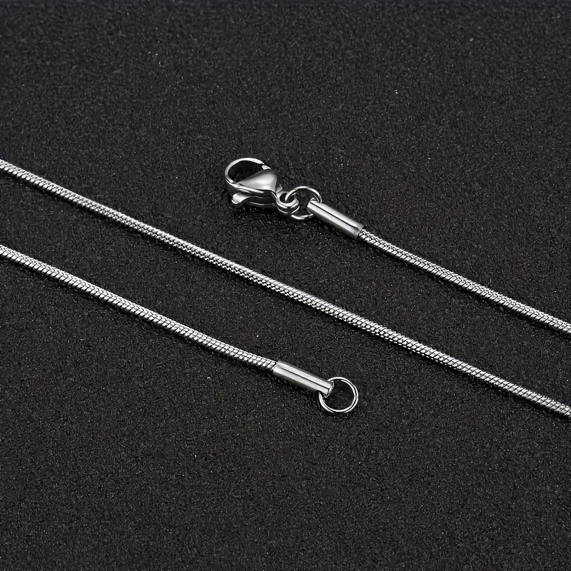 Men's 1mm Round Snack Chain Necklace, Durable Stainless Steel