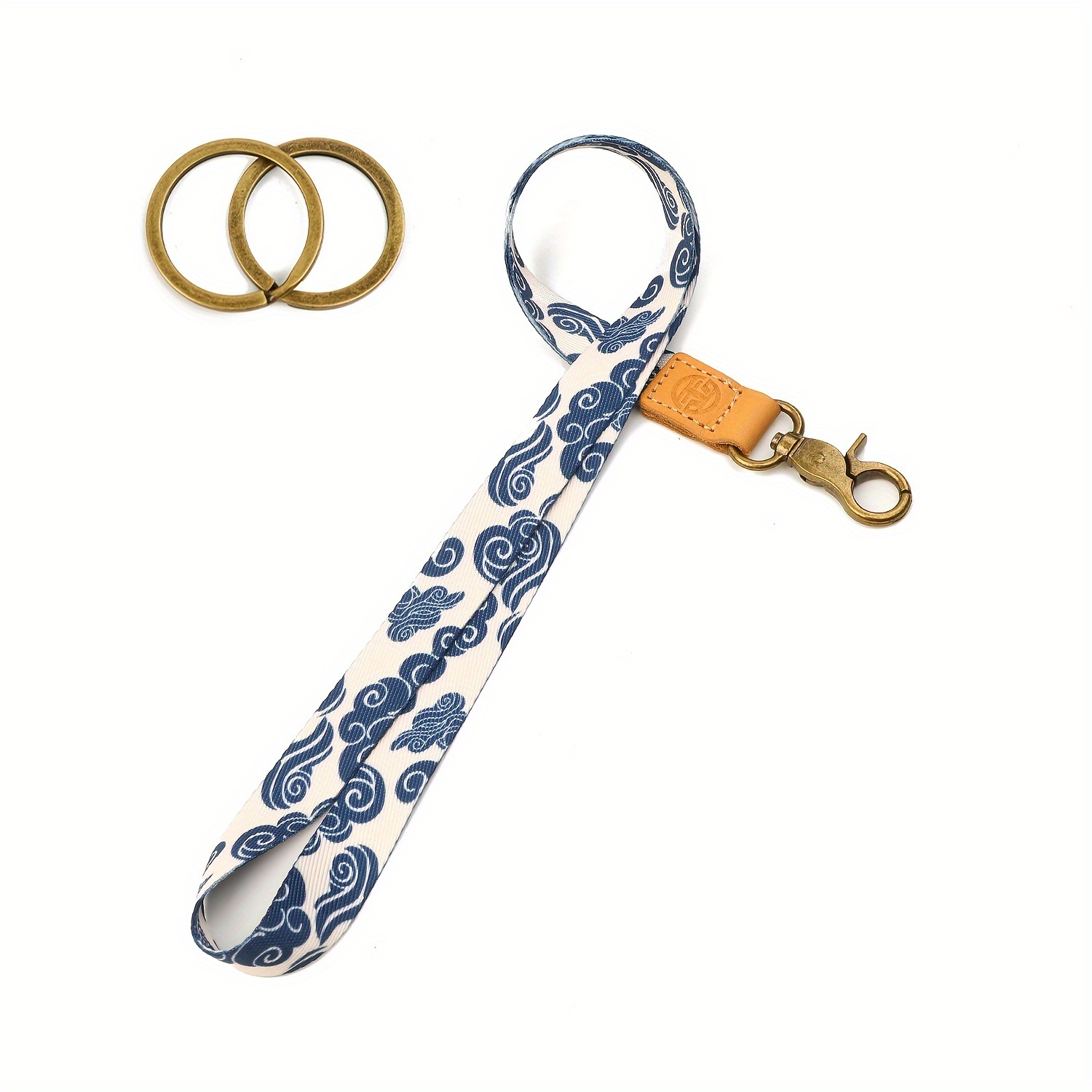 Image of 1pc Unisex Neck Lanyard Key Holder, Polyester Id Badge Holder With Genuine Leather Accents, Alloy Clasp, Multipurpose Neck Strap For Keys, Phone, Camera - Accessory For Men And Women