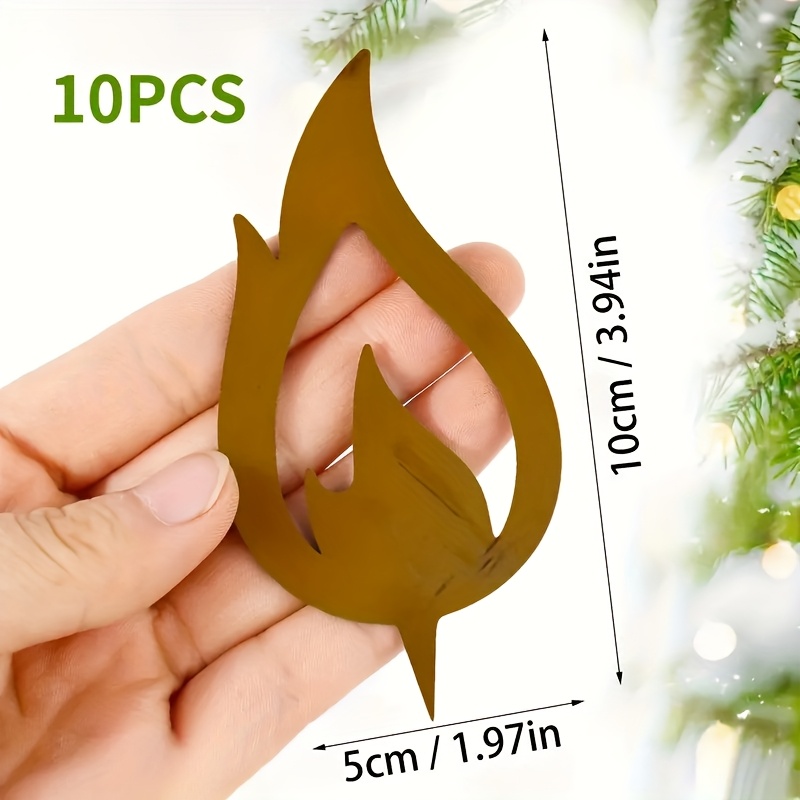 TEMU 10 pezzi di ornamenti da scrivania a fiamma in acrilico - Ciondolo da appendere a forma di fiamma per giardino, decorazioni natalizie, per di