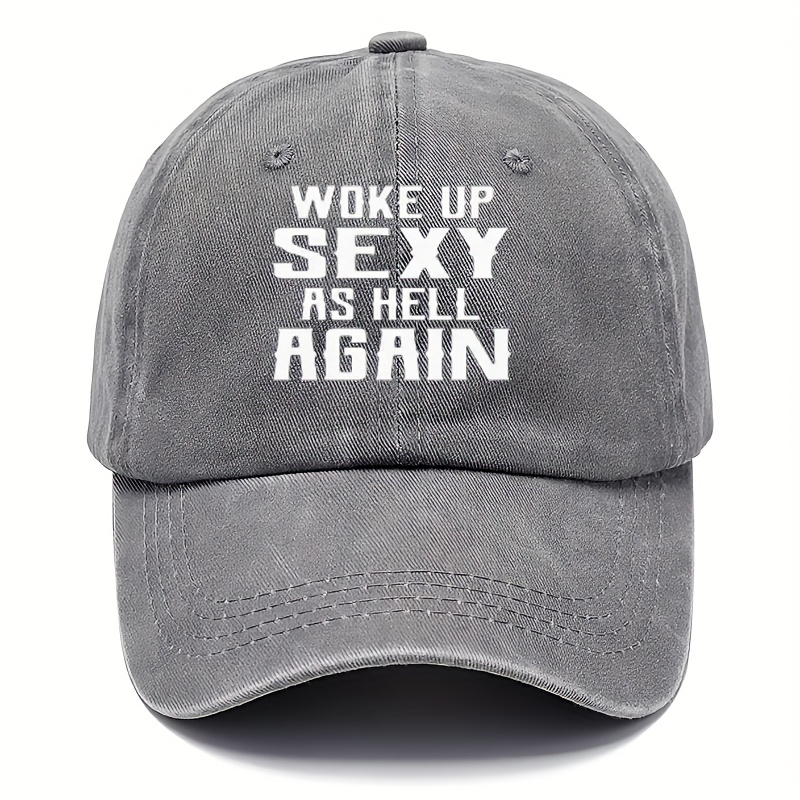 

Cool Hippie Curved Brim Baseball Cap, Woke Up Sexy As Print Distressed Cotton Trucker Hat, Snapback Hat For Casual Leisure Outdoor Sports