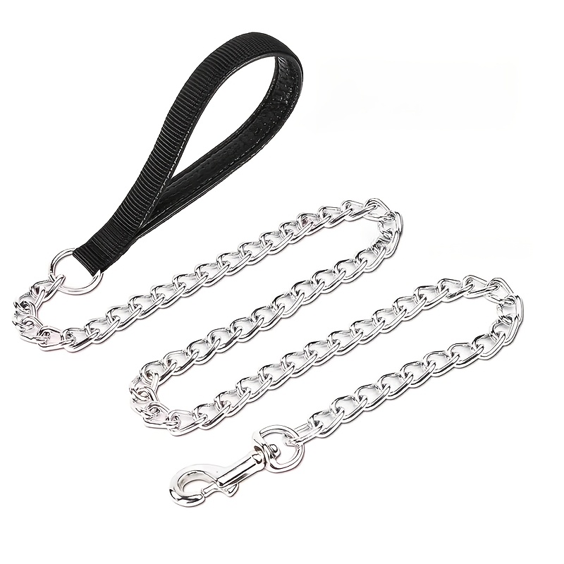TEMU 1pc Leash, Chew Proof Chain With Soft Padded Handle For Large & Medium Size Dogs