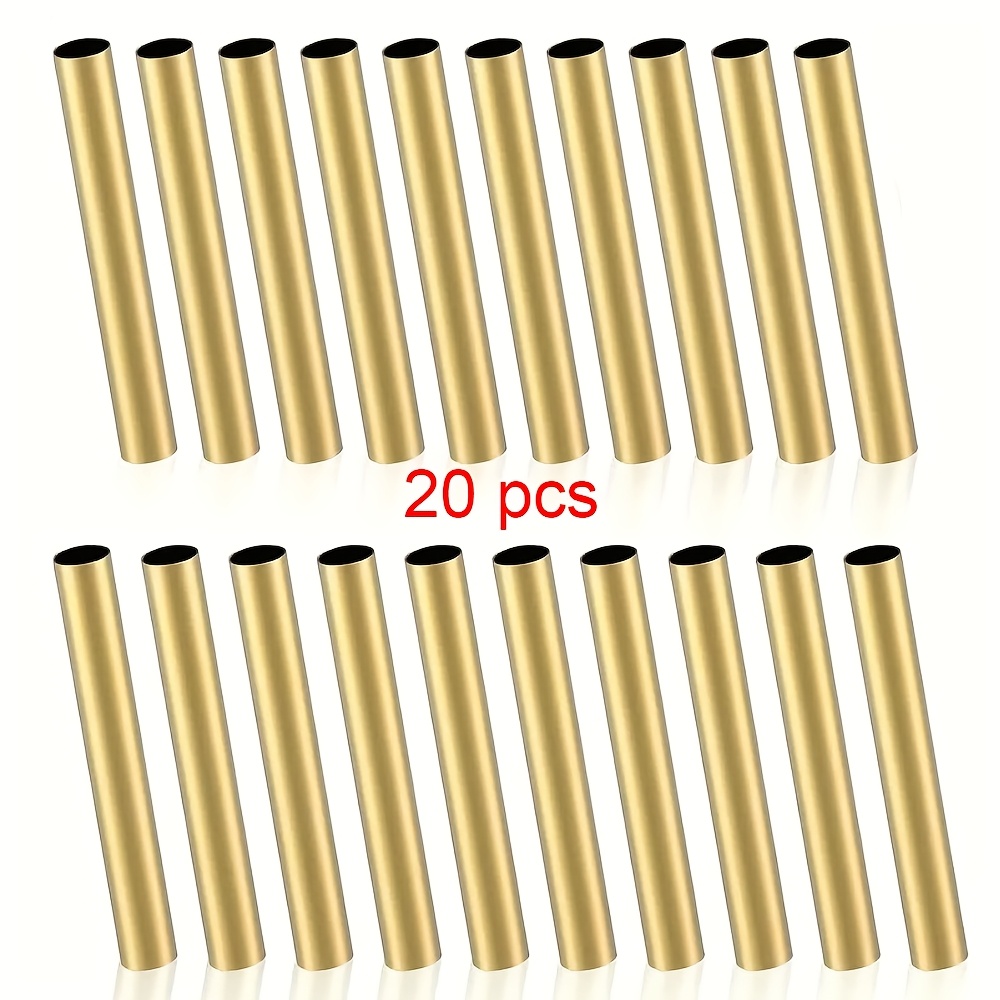 E-shop 20 Messing Stiftrohr Ergänzungen, Goldene Metall Messing Ersatzrohr, Robustes Messing Material, 6.8Mm/0.26Inch * 53Mm/2.08Inch Geeignet für