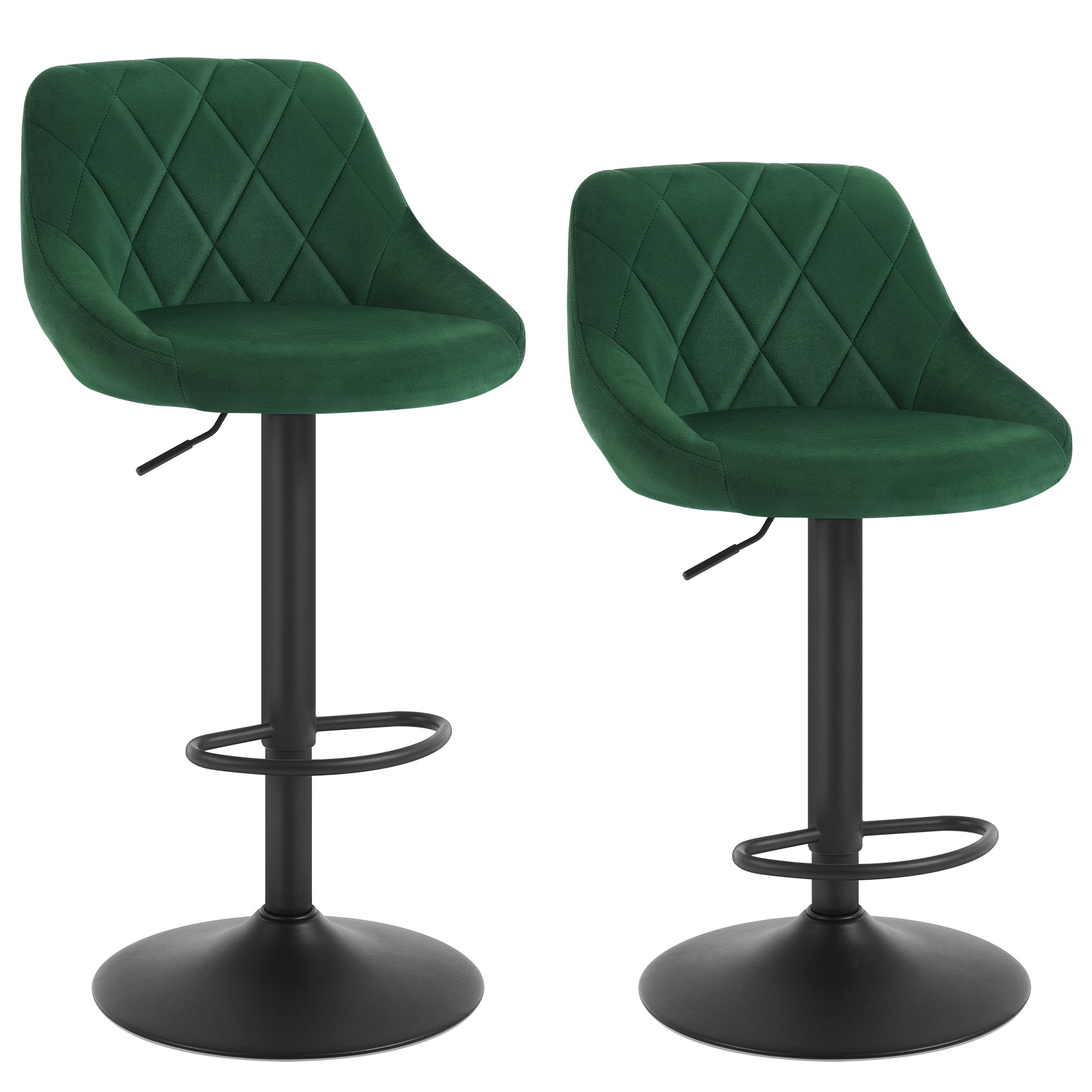 TEMU Lot de 2 tabourets de bar, tabourets de comptoir - Pivotants à 360°, hauteur réglable, de poids 150 kg, velours confortable, convient pour