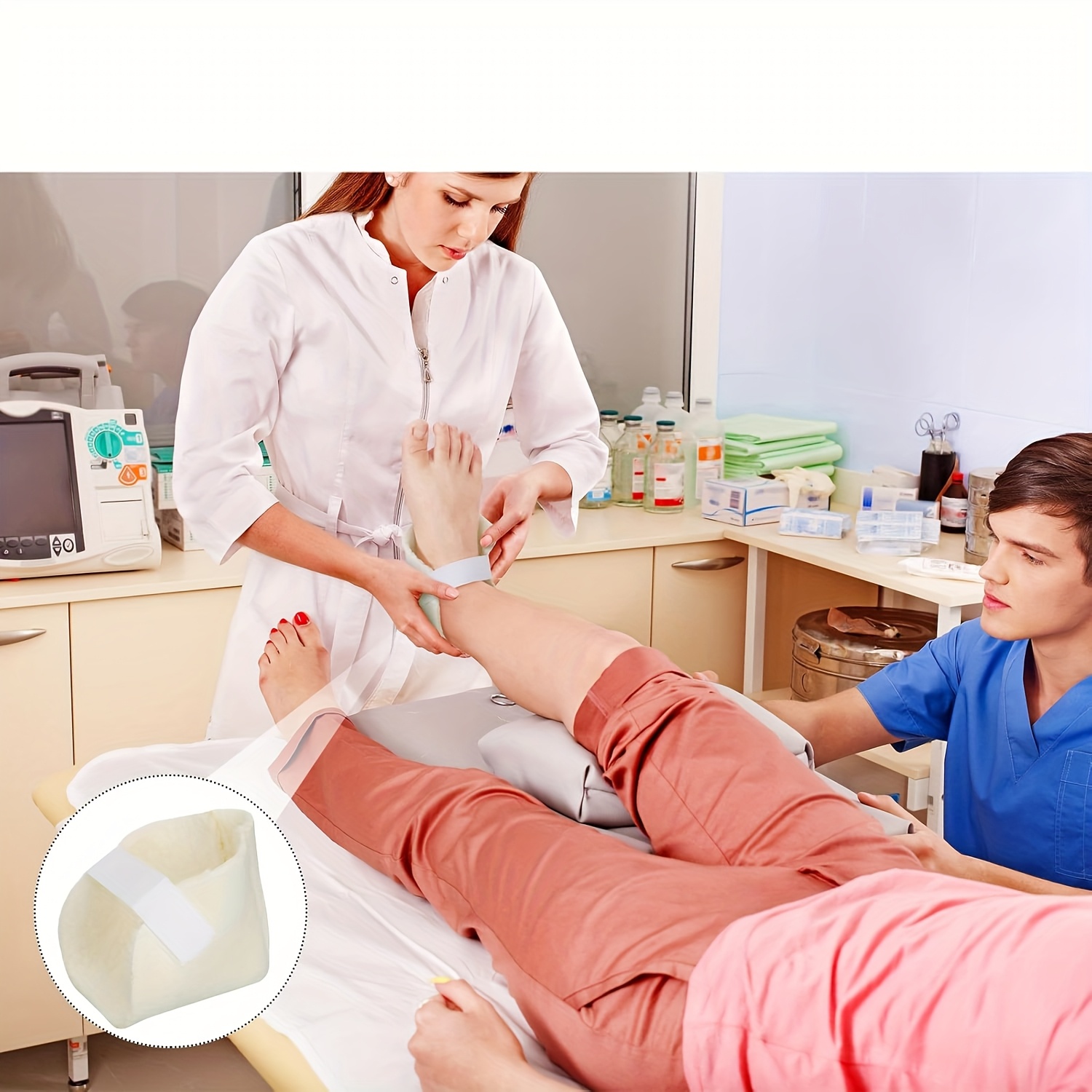 2pcs sheepskin heel cushions adjustable heel protectors for bedsores soft and comfortable suitable for sitting lying mattress boots ankle and   protection Product details 2