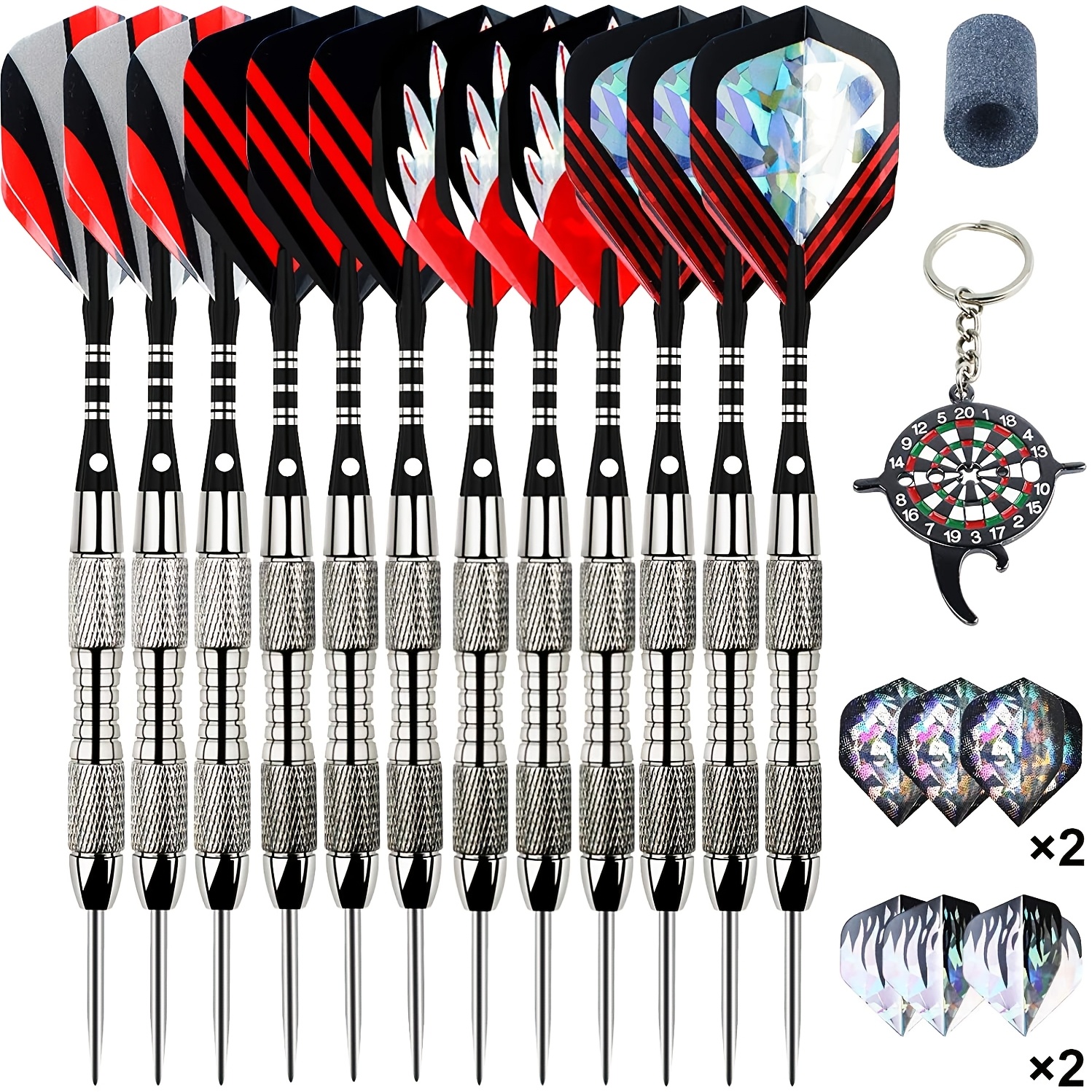 Professional 12pcs Dart Set with Hard Tip Tungsten Darts