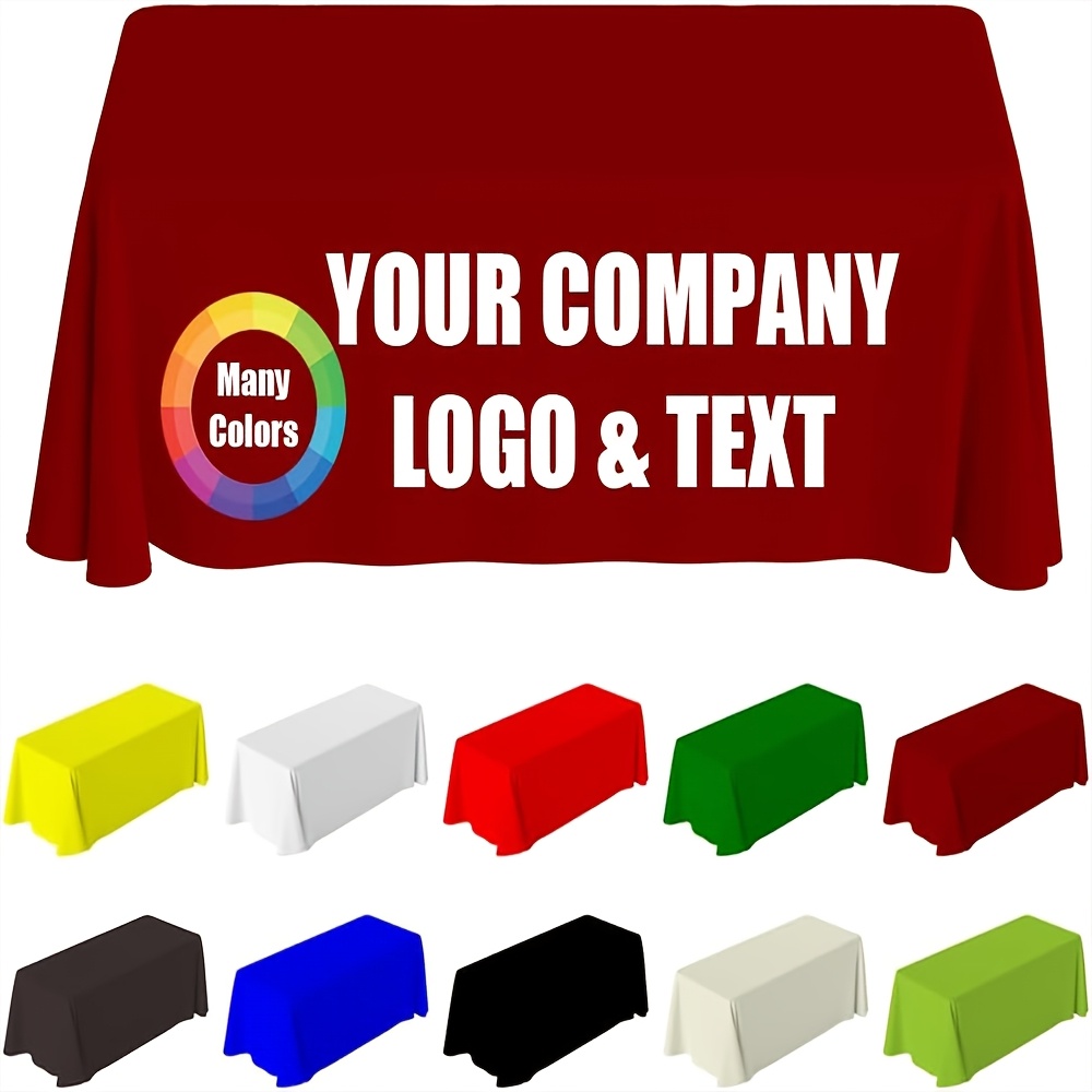 TEMU Custom Table Cloth With Business Logo, Customized Tablecloth With Personalized Photo Text Logo, Customize Table Covers For Business Events