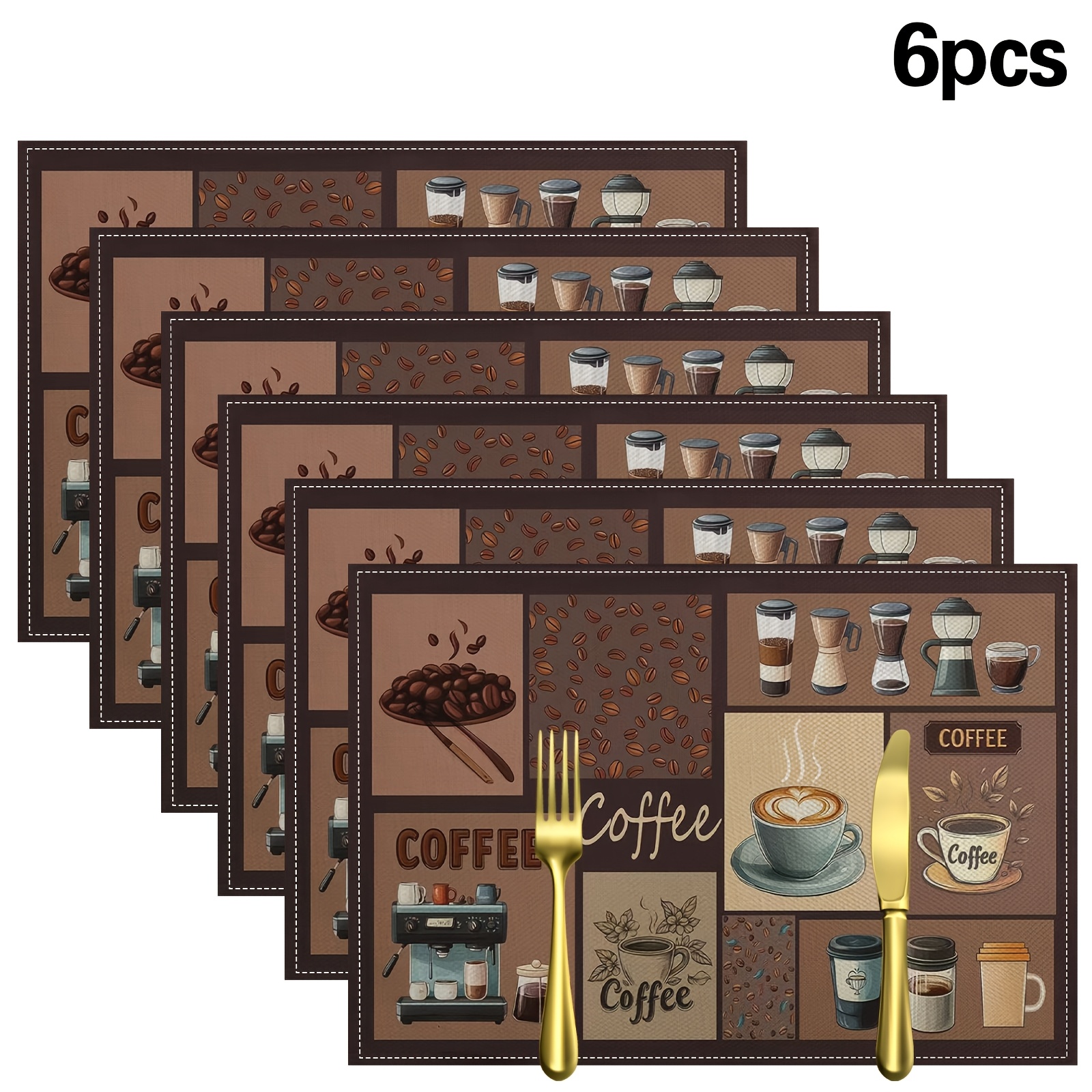 TEMU 6pcs Set Of Rustic -themed Placemats, Ideal As A Wedding Anniversary Gift, Suitable For Indoor And Outdoor Party Decorations. Each Measures