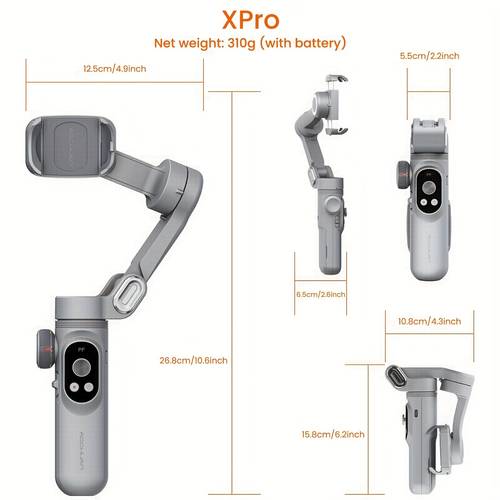 smart mobile phone gimbal bracket intelligent shooting outdoor sports vlog stabilizer three axis anti shake and stability with built in three speed fill light reverse wireless charging support app black gray foldable portable supports smartphone desktop placement remote control live broadcast selfie family portrait multiple shooting face body tracking object horizontal screen shooting