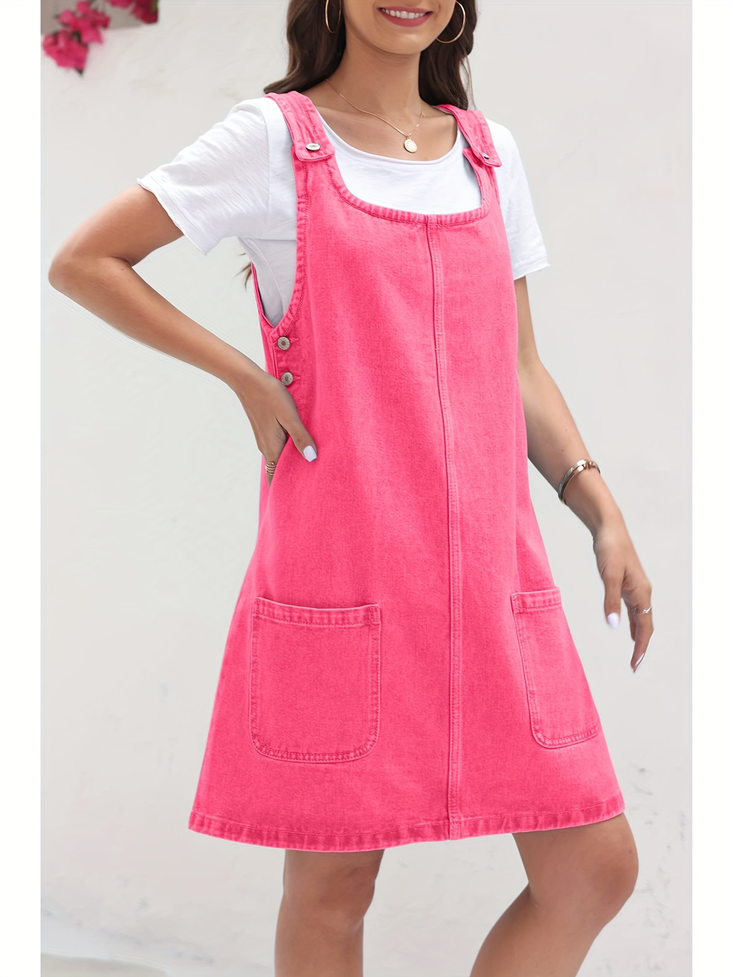 womens sleeveless casual denim dress crewneck vintage - Temu