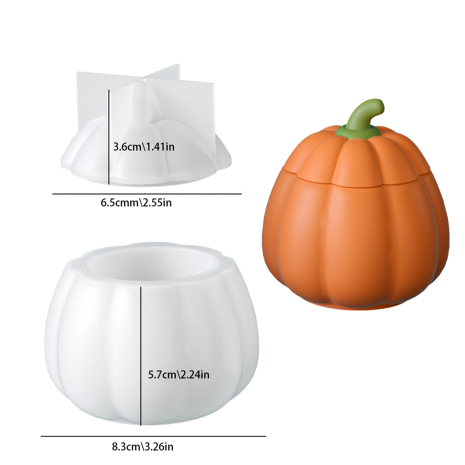 TEMU Clay Mold Pumpkin Storage Jar Silicone Mold Halloween Scented Plaster Candle Cup Ornament Mold