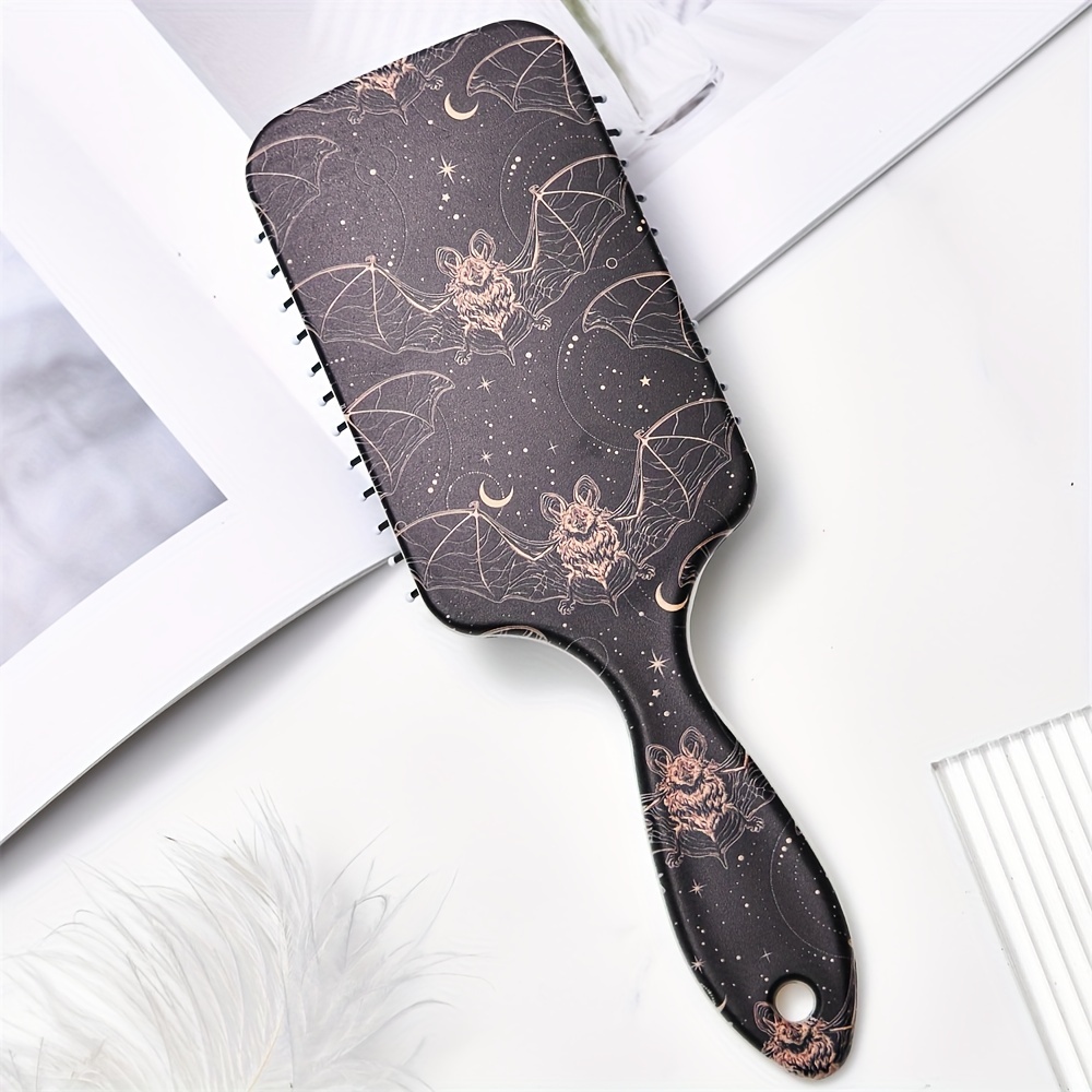 

Star And Bat Pattern Hairbrush With Comfortable Air Cushion And Anti-static Design For All Hair Types, Large Paddle Hair Comb With Plastic Bristles And Abs Plastic Handle