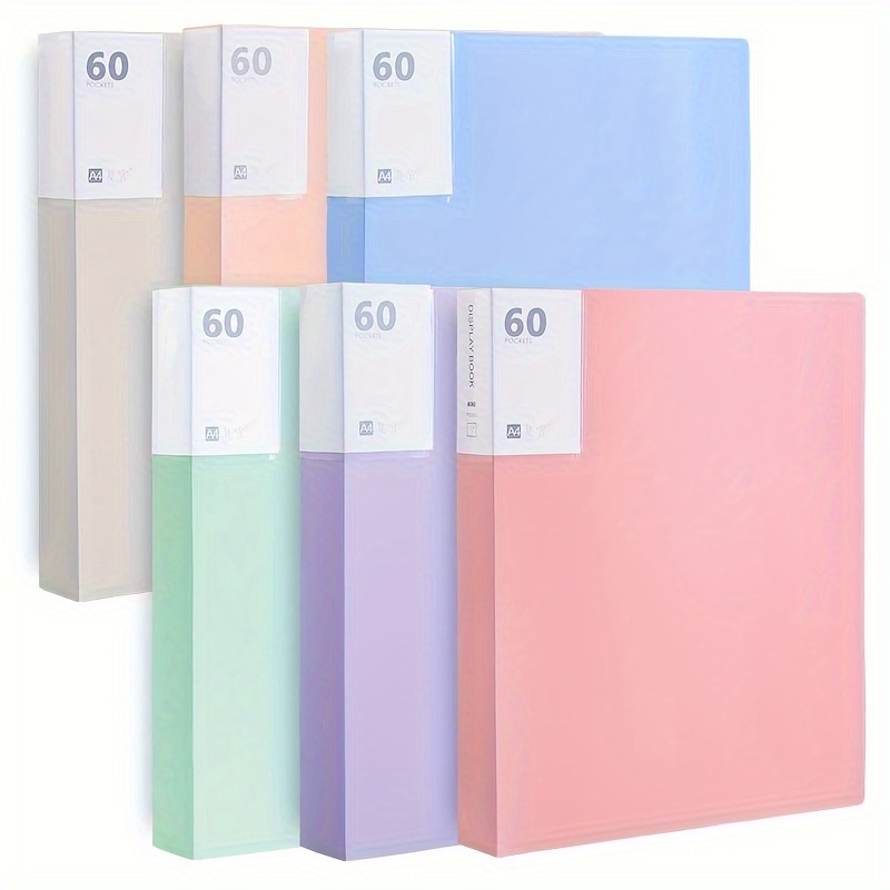 

6pcs, Multiple Colors, 60 Pages, A4, Transparent Insert Bag, Easy To Sort, Waterproof, Thickened File Bag, Archive, Folder, Student, Office, Office Supplies