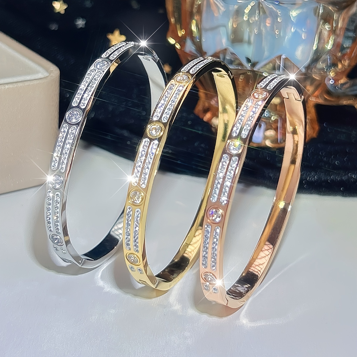 

Zirconia Bangle Bracelet - Luxurious & , For Or Gifting