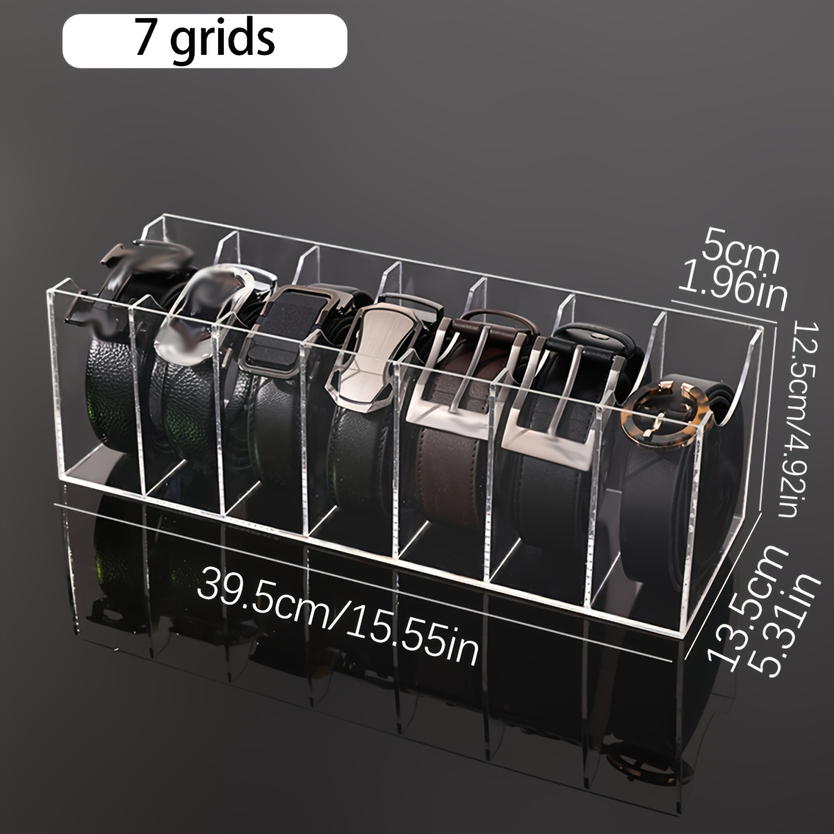 1 акриловая многоразовая ременная организация с прозрачным дисплеем для мужчин и женщин, подходящая для шарфов, часов, аксессуаров для волос, украшений, шкафов и ящиков, немагнитный спортивный стиль, сплошной узор, детали 3